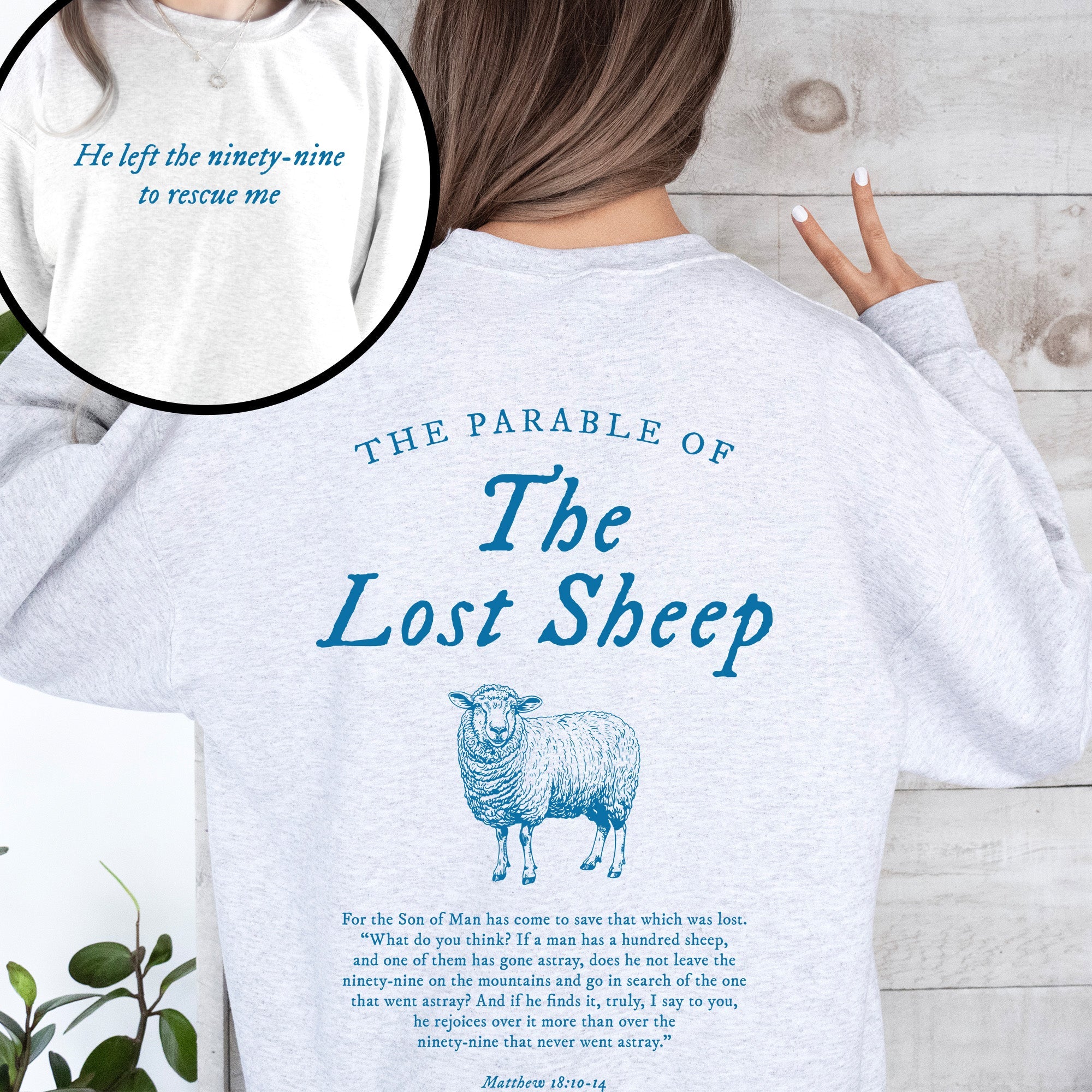 Parable Of The Lost Sheep Front And Back Bible Verse Faith Based Christian Religious Sweatshirt