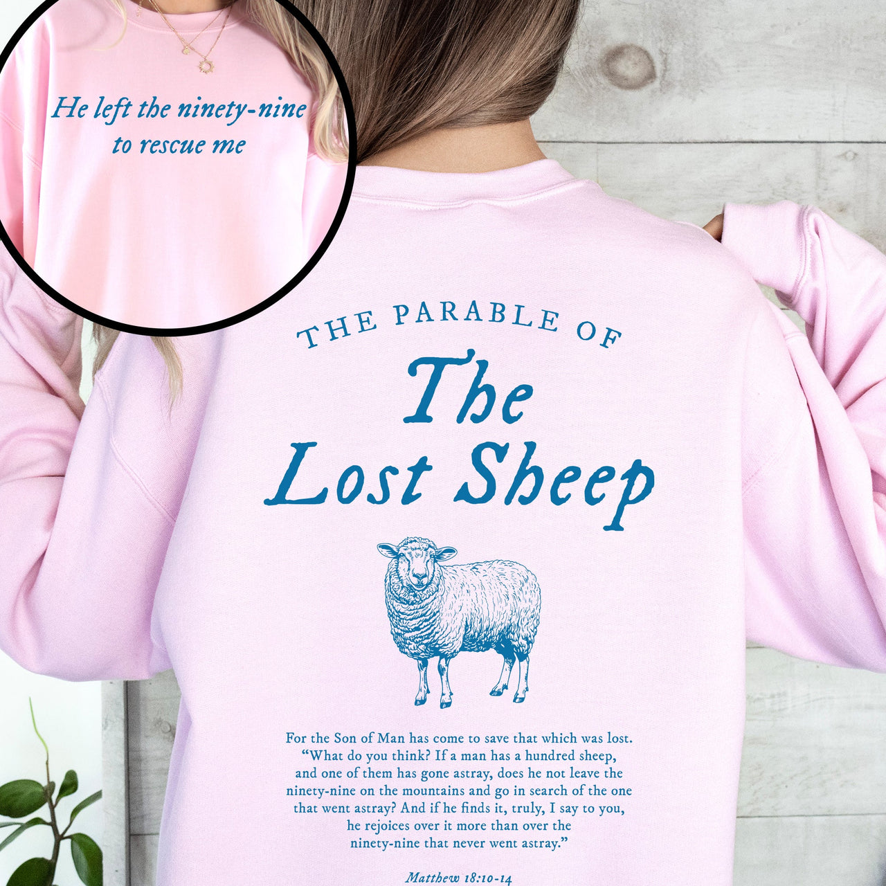 Parable Of The Lost Sheep Front And Back Bible Verse Faith Based Christian Religious Sweatshirt