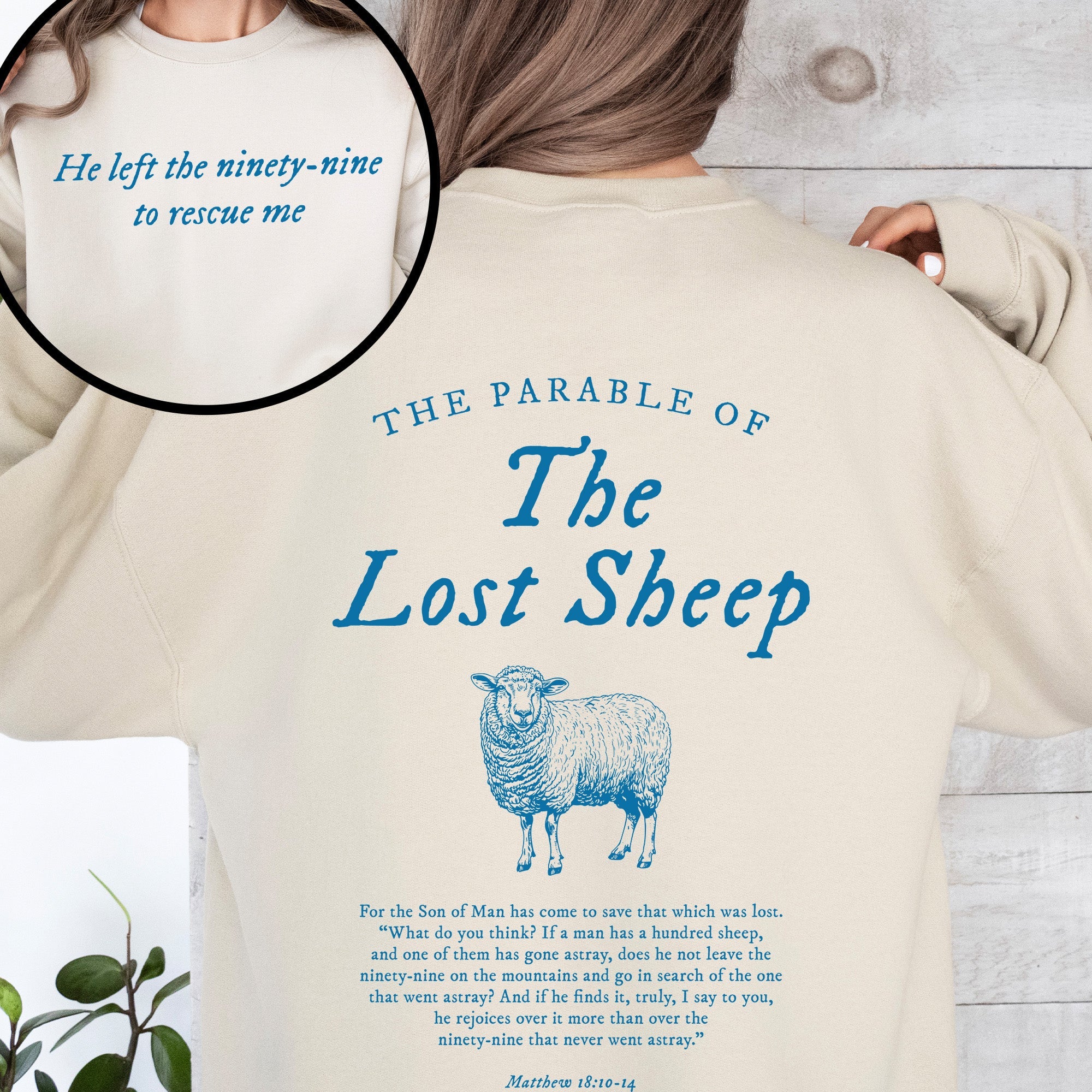 Parable Of The Lost Sheep Front And Back Bible Verse Faith Based Christian Religious Sweatshirt