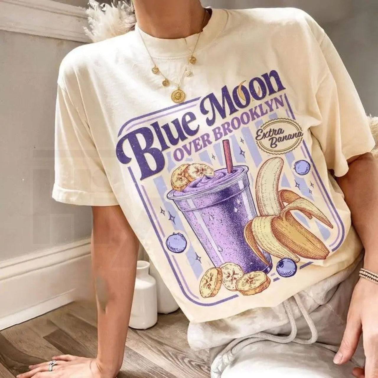 Parody Blue Moon Over Brooklyn T-Shirt – Heated Rivalry Extra Banana Smoothie Movie Tee, Romance Book Fan Shirt