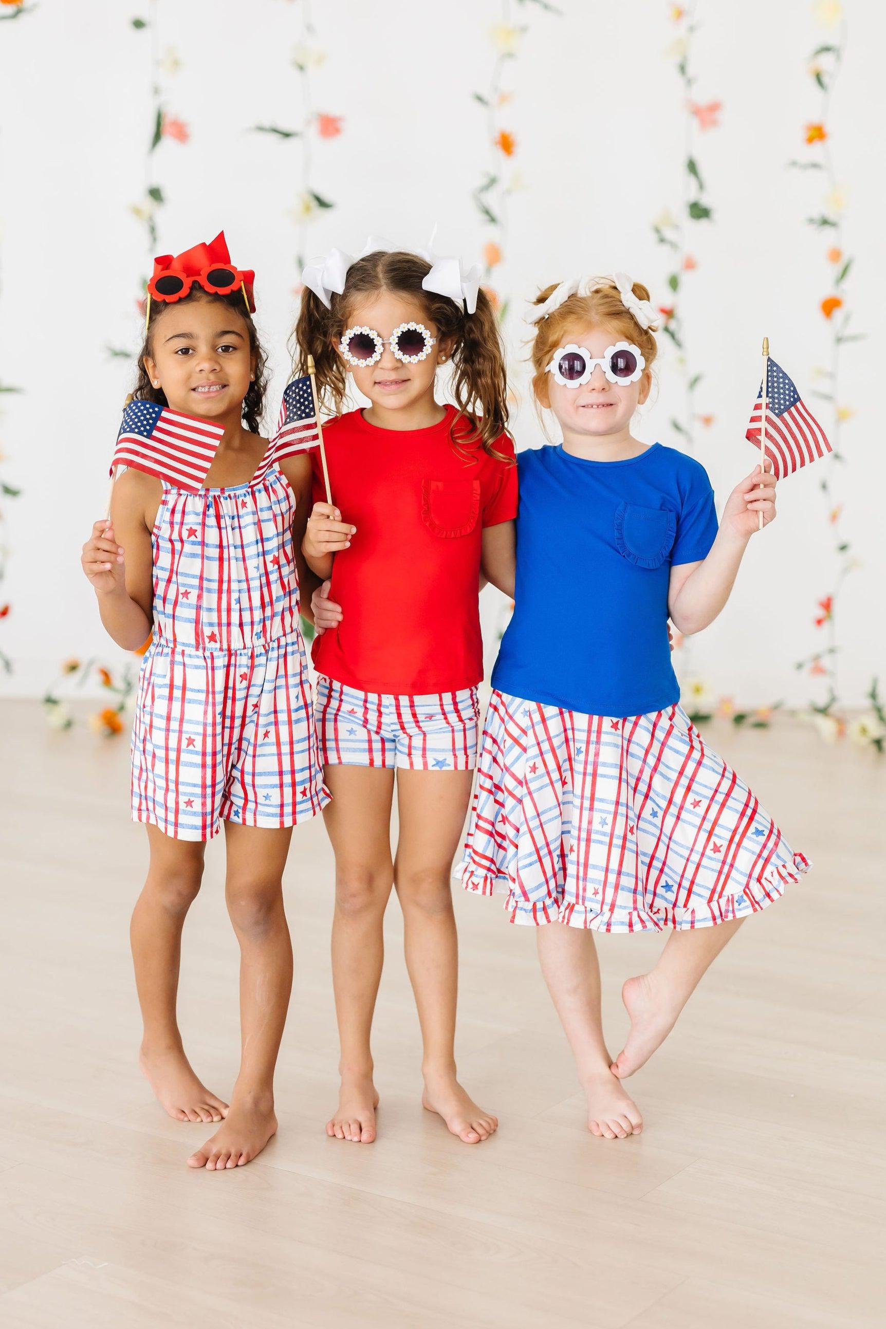SALE Patriotic Plaid Ruffle Twirl Skort