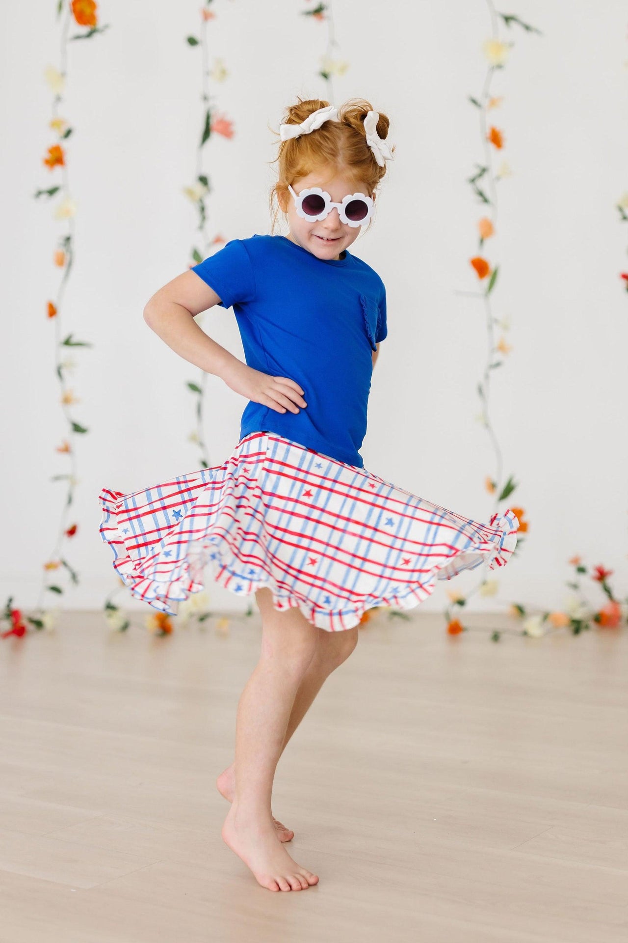 SALE Patriotic Plaid Ruffle Twirl Skort