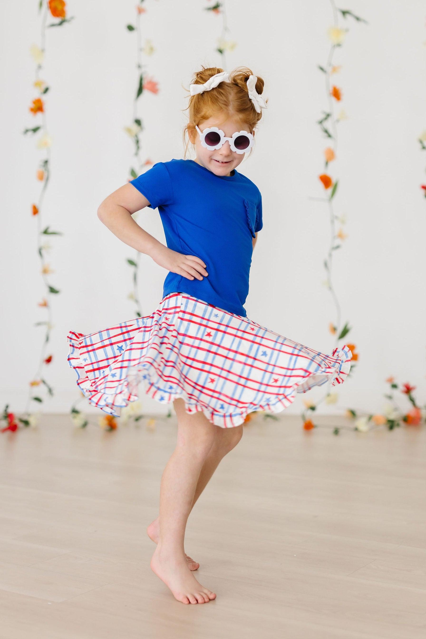 SALE Patriotic Plaid Ruffle Twirl Skort