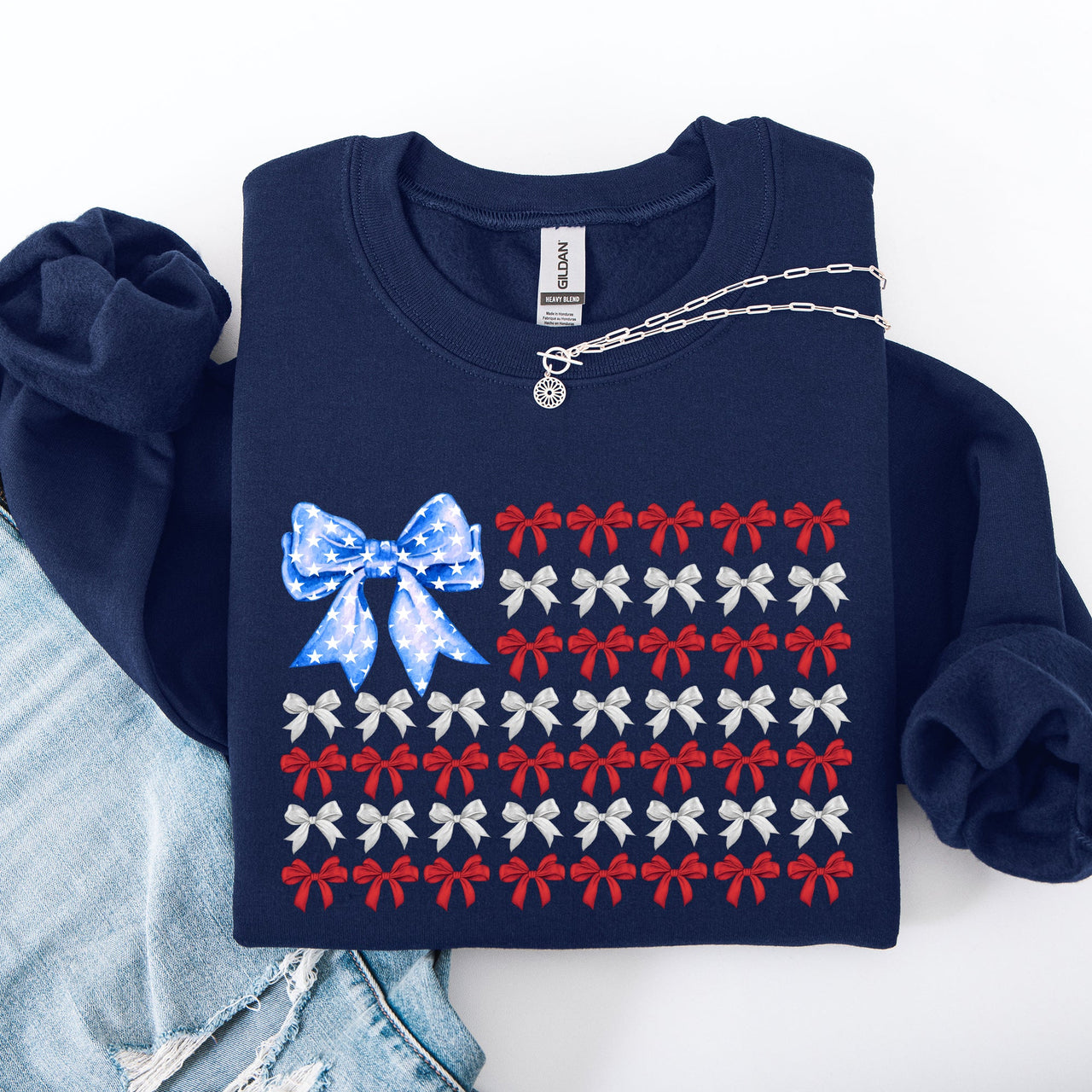Patriotic Bows Flag USA Coquette Ribbons America Fourth of July Graphic Sweatshirt