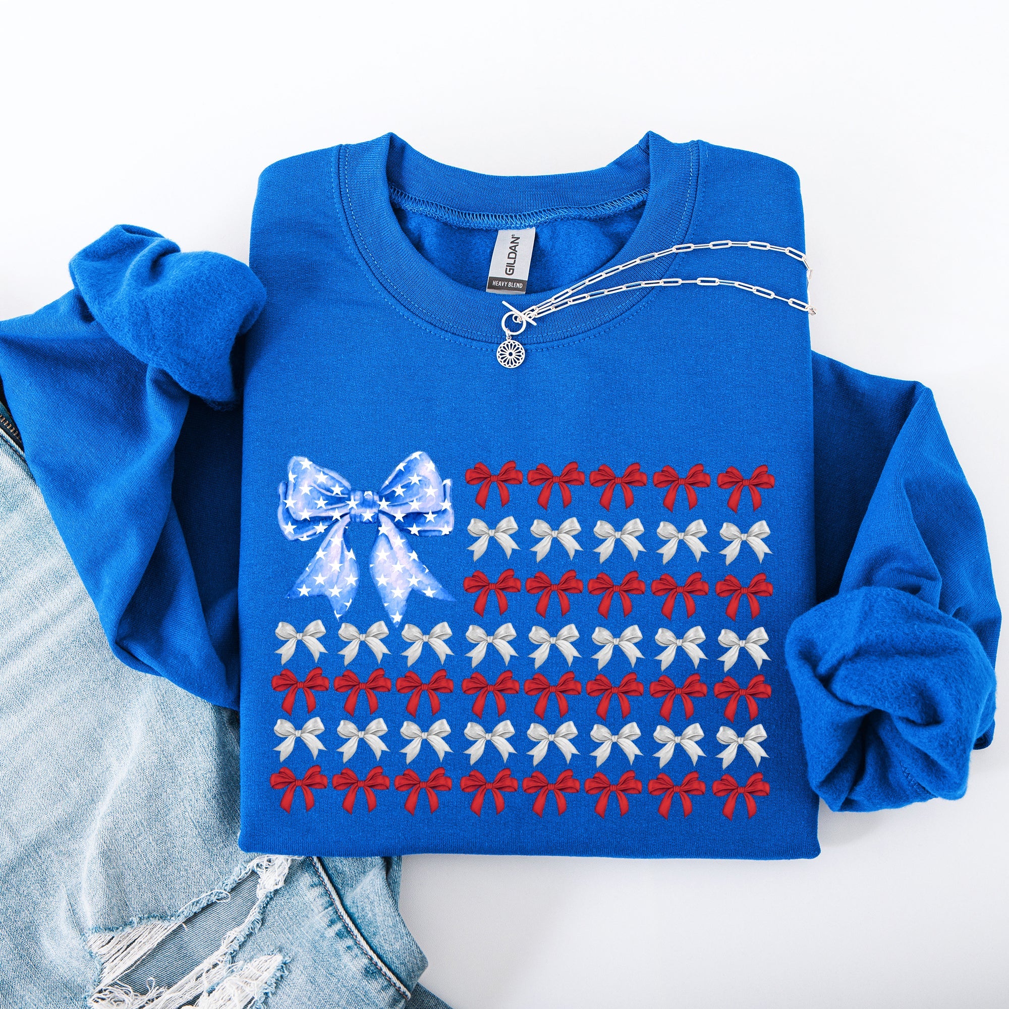 Patriotic Bows Flag USA Coquette Ribbons America Fourth of July Graphic Sweatshirt