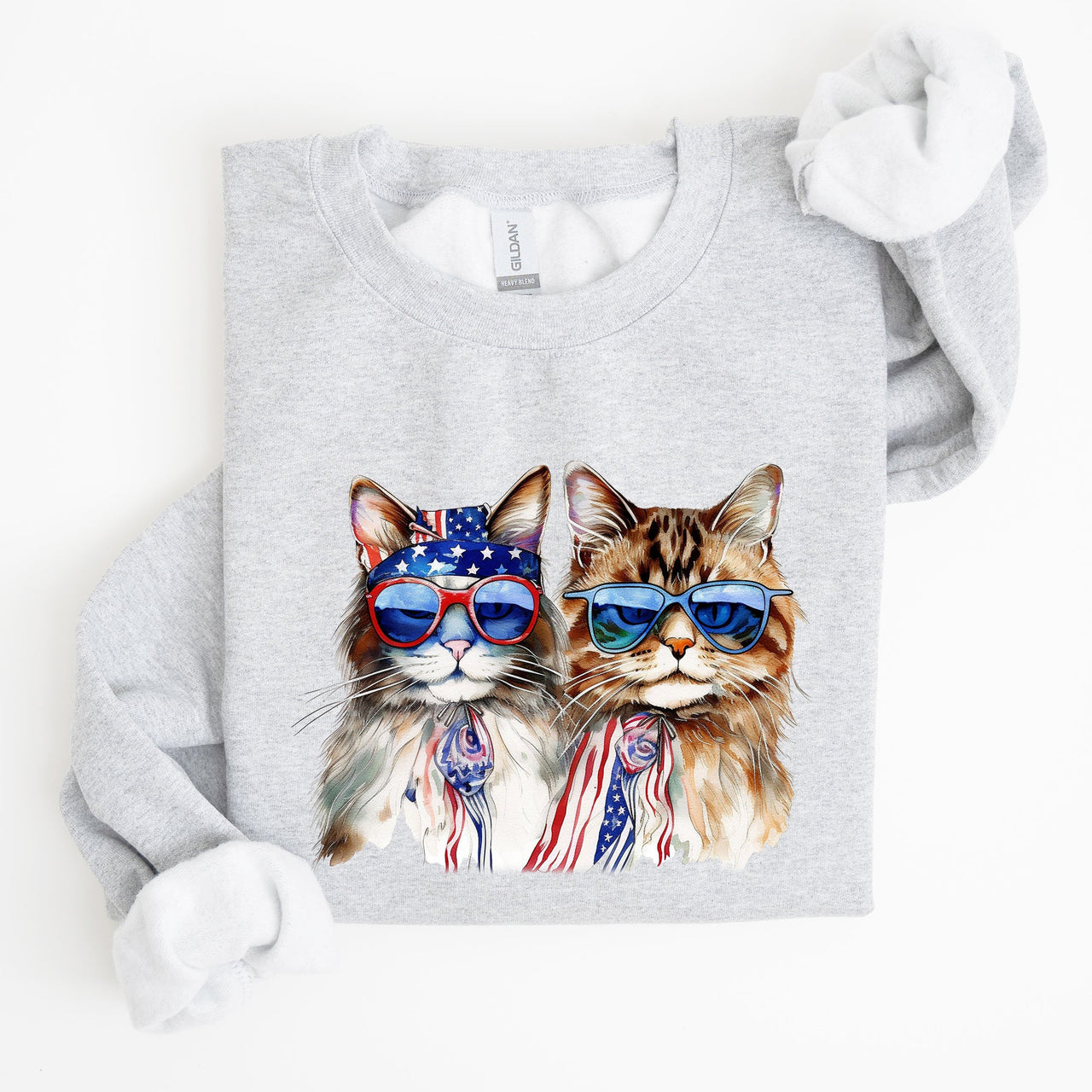 Patriotic Cats Hippie 4th of July Funny Cartoon Cats Graphic All American Retro Sweatshirt