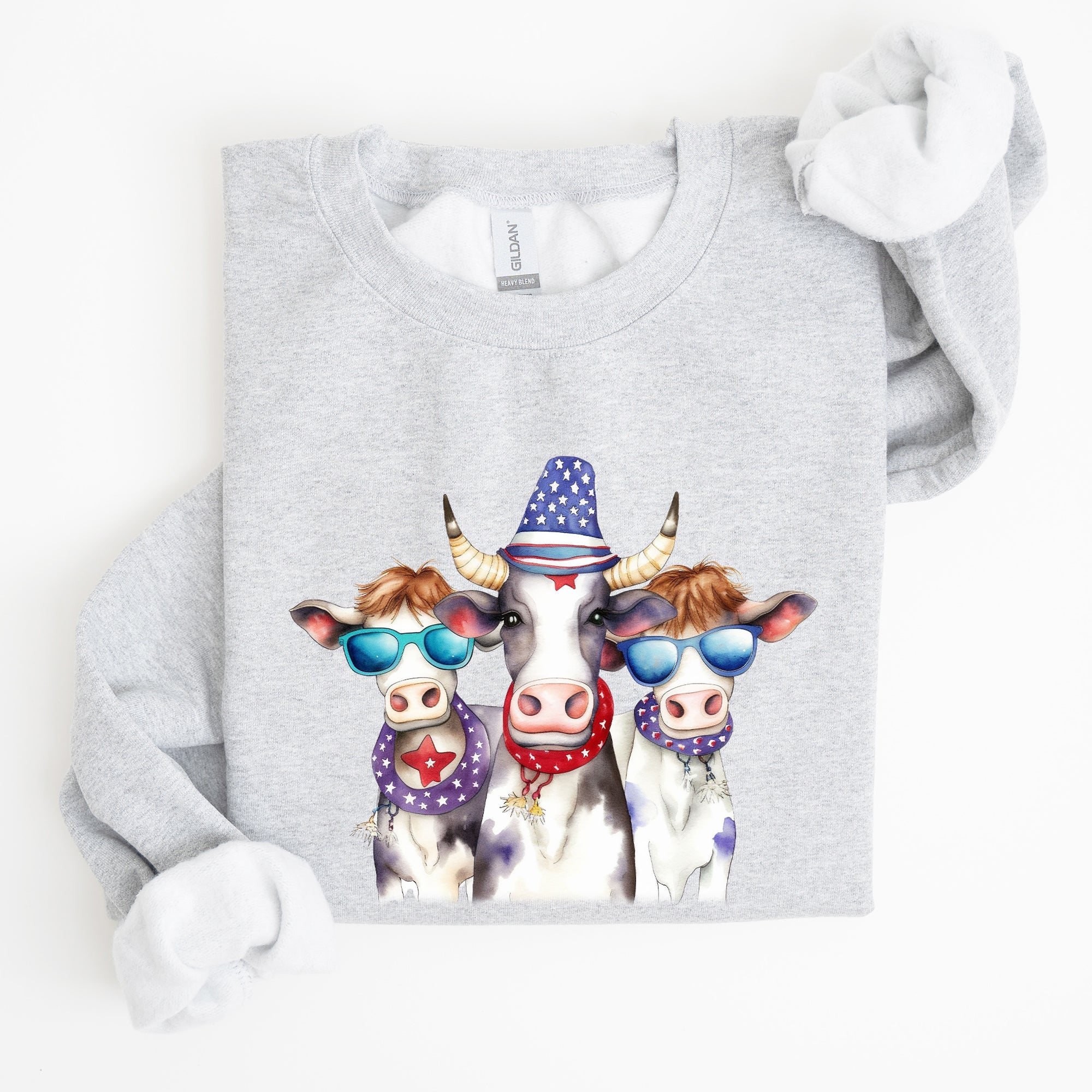 Patriotic Cows Hippie Funny 4th Of July Celebrations Edition Vintage Collectible Sweatshirt