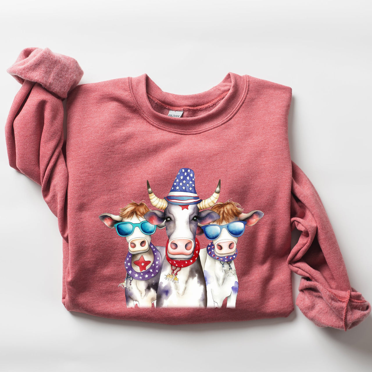 Patriotic Cows Hippie Funny 4th Of July Celebrations Edition Vintage Collectible Sweatshirt