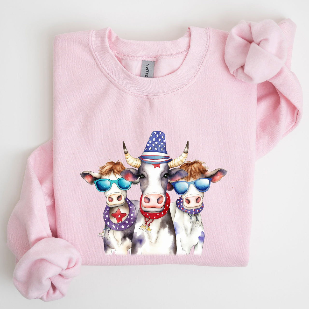 Patriotic Cows Hippie Funny 4th Of July Celebrations Edition Vintage Collectible Sweatshirt