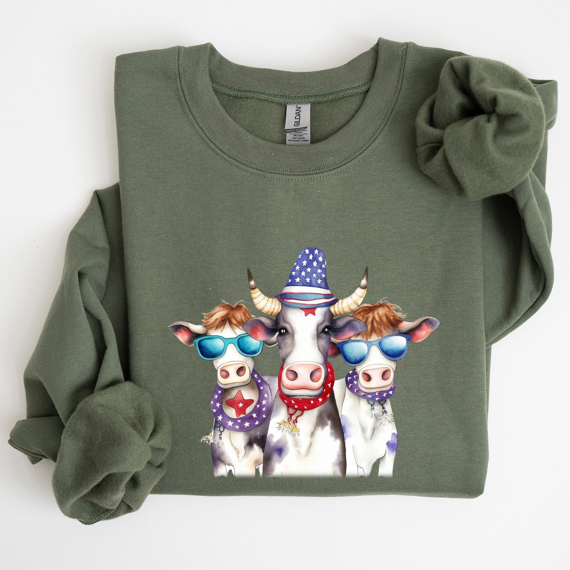 Patriotic Cows Hippie Funny 4th Of July Celebrations Edition Vintage Collectible Sweatshirt