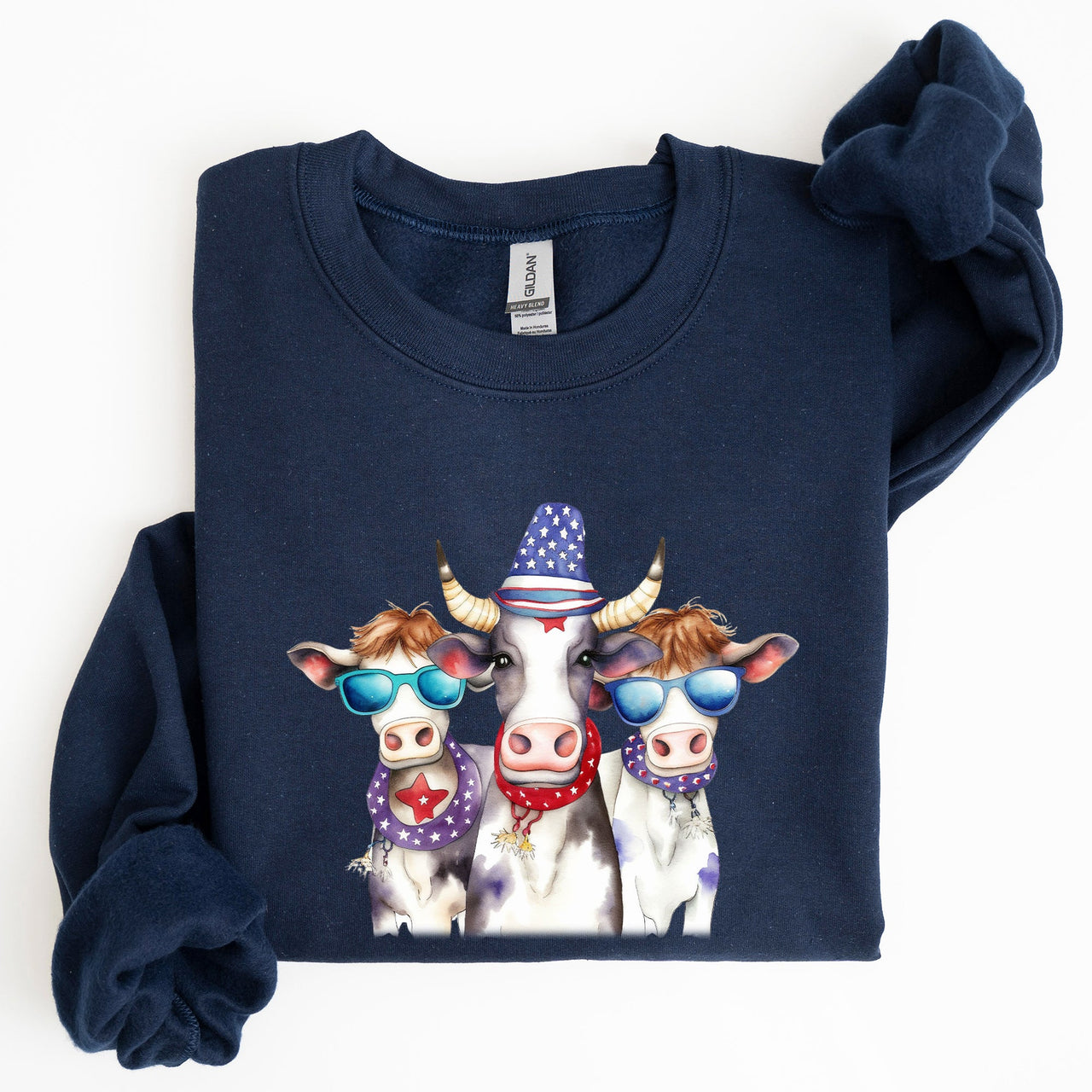 Patriotic Cows Hippie Funny 4th Of July Celebrations Edition Vintage Collectible Sweatshirt
