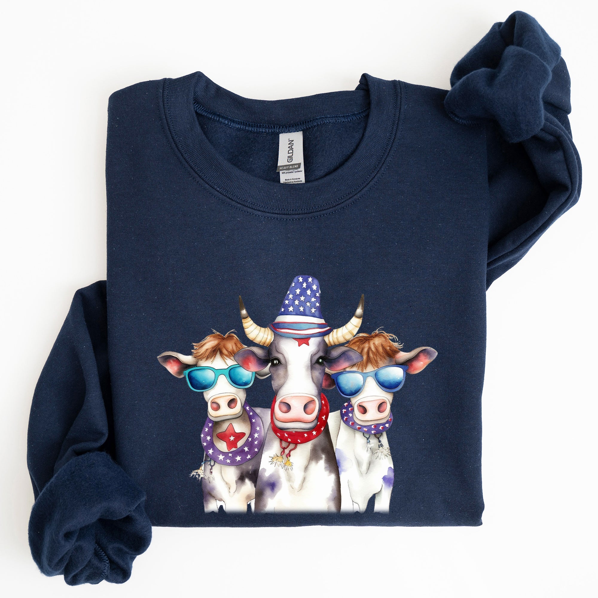 Patriotic Cows Hippie Funny 4th Of July Celebrations Edition Vintage Collectible Sweatshirt