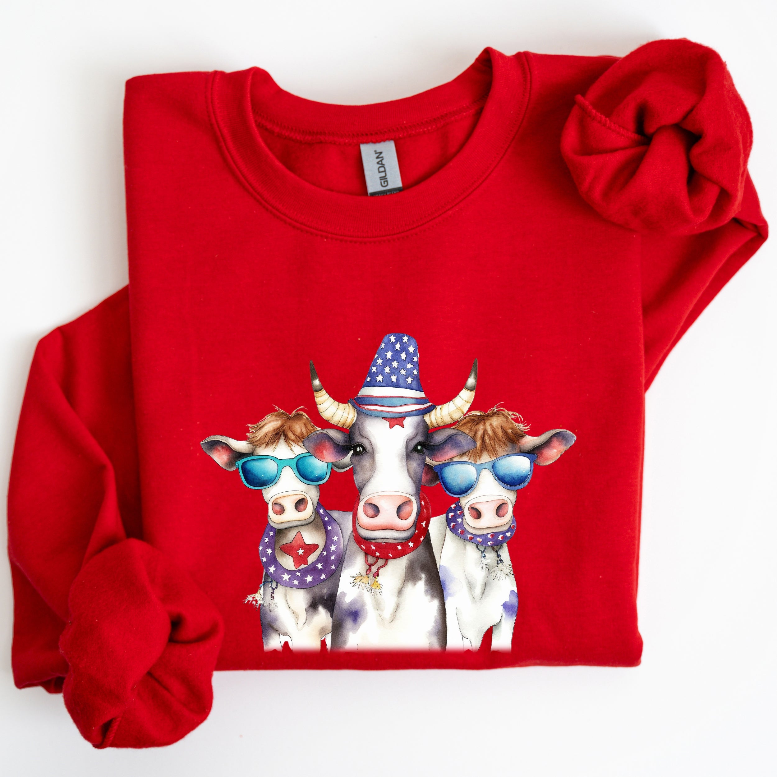 Patriotic Cows Hippie Funny 4th Of July Celebrations Edition Vintage Collectible Sweatshirt