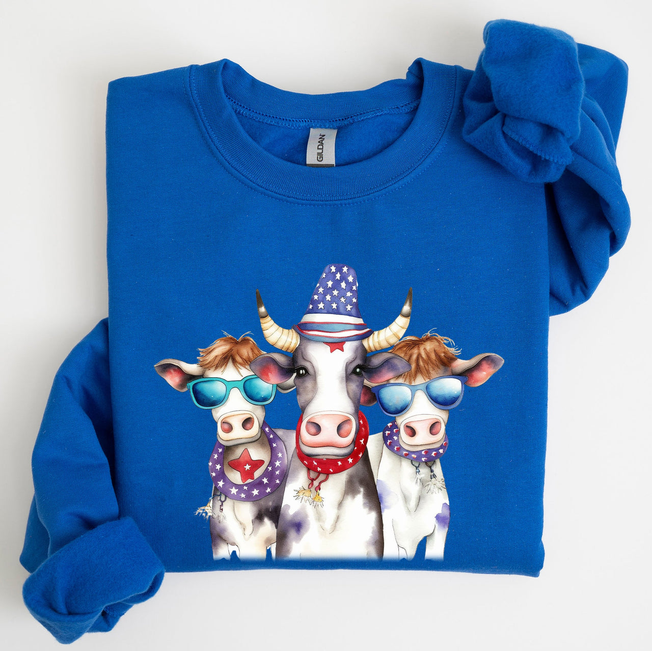 Patriotic Cows Hippie Funny 4th Of July Celebrations Edition Vintage Collectible Sweatshirt