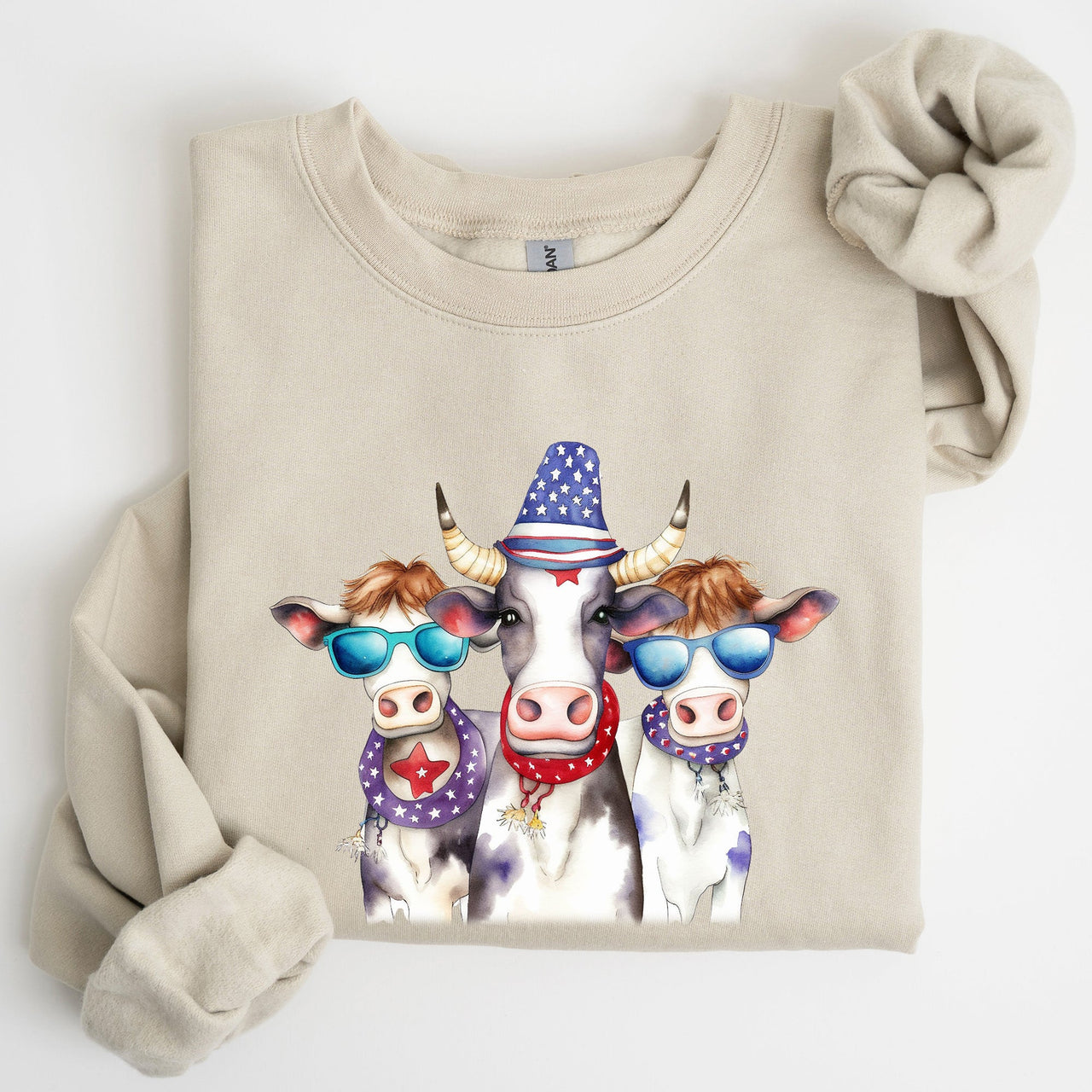 Patriotic Cows Hippie Funny 4th Of July Celebrations Edition Vintage Collectible Sweatshirt