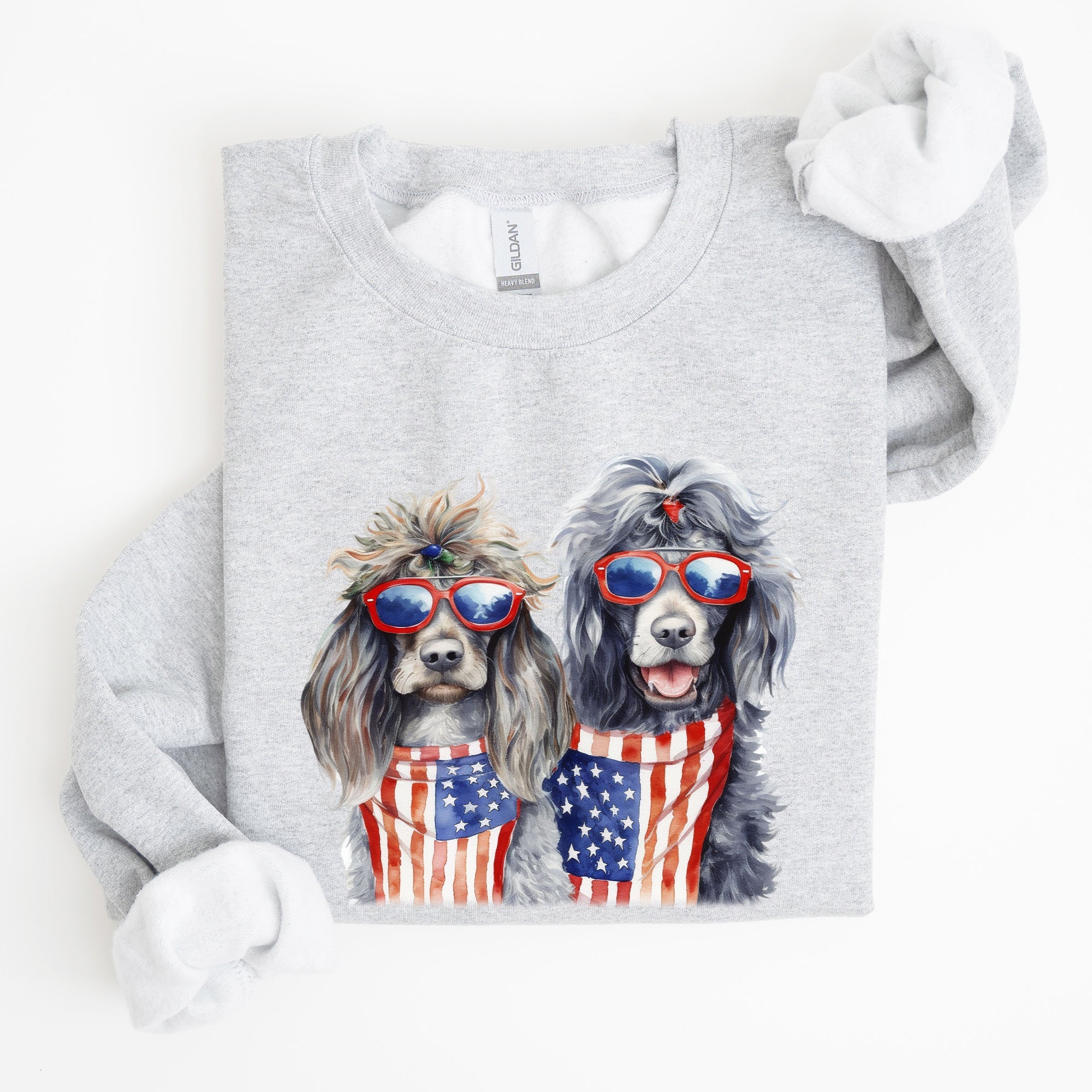 Patriotic Dogs Hippie 4th of July United States Flag Design for Pet Lovers Sweatshirt
