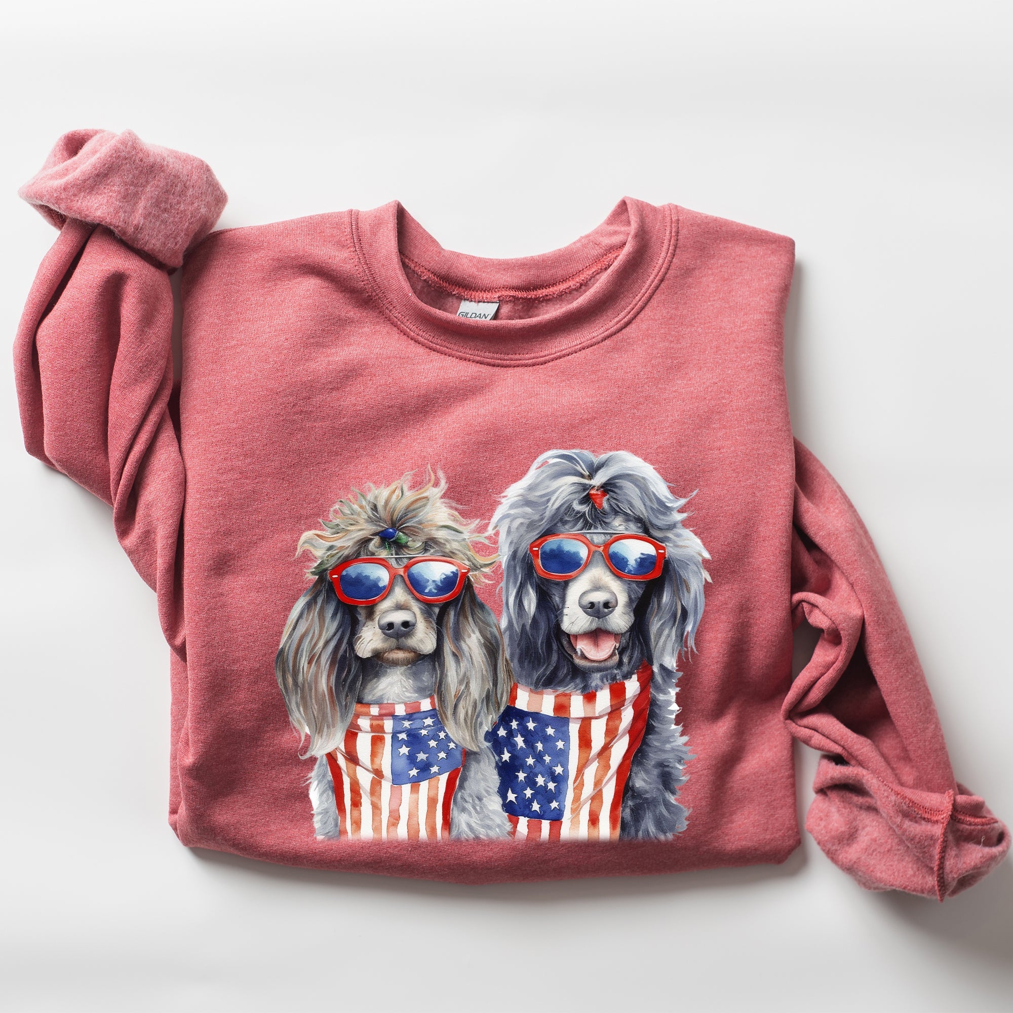 Patriotic Dogs Hippie 4th of July United States Flag Design for Pet Lovers Sweatshirt