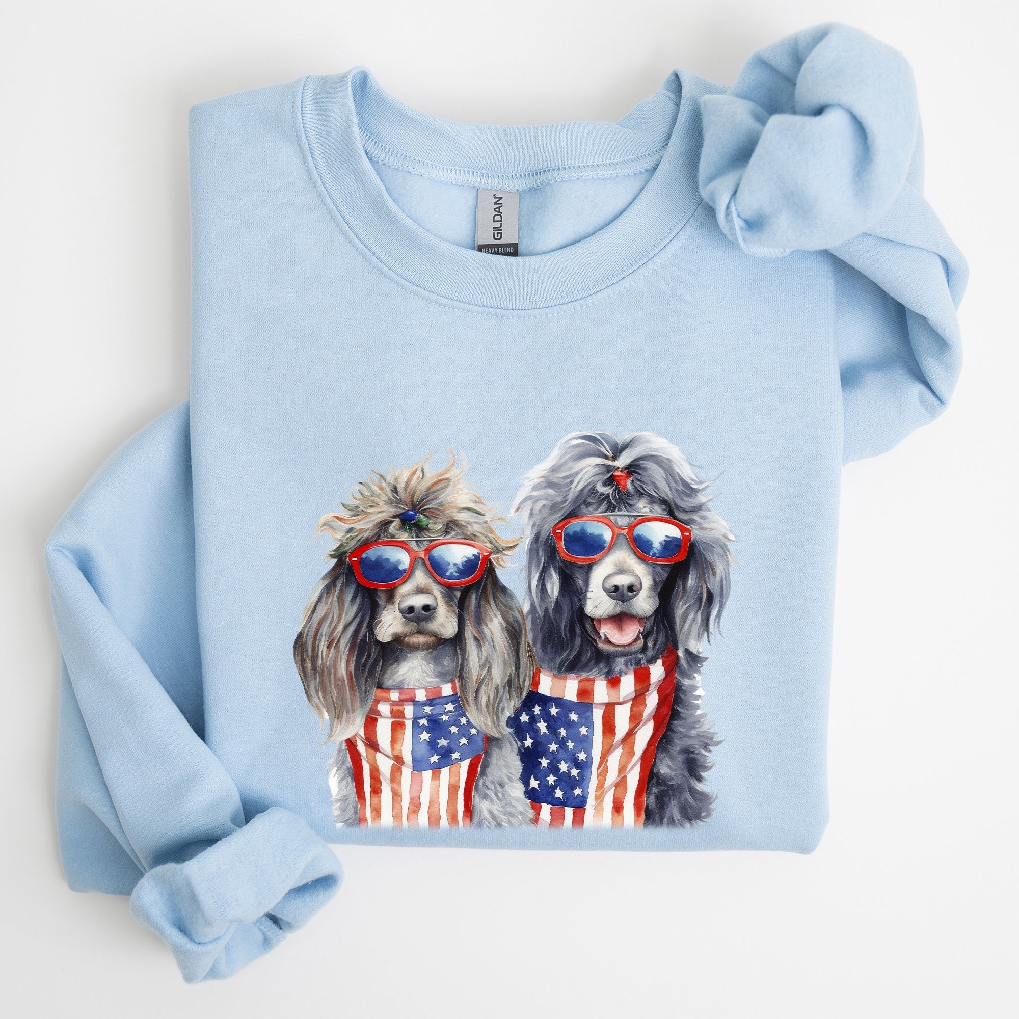 Patriotic Dogs Hippie 4th of July United States Flag Design for Pet Lovers Sweatshirt