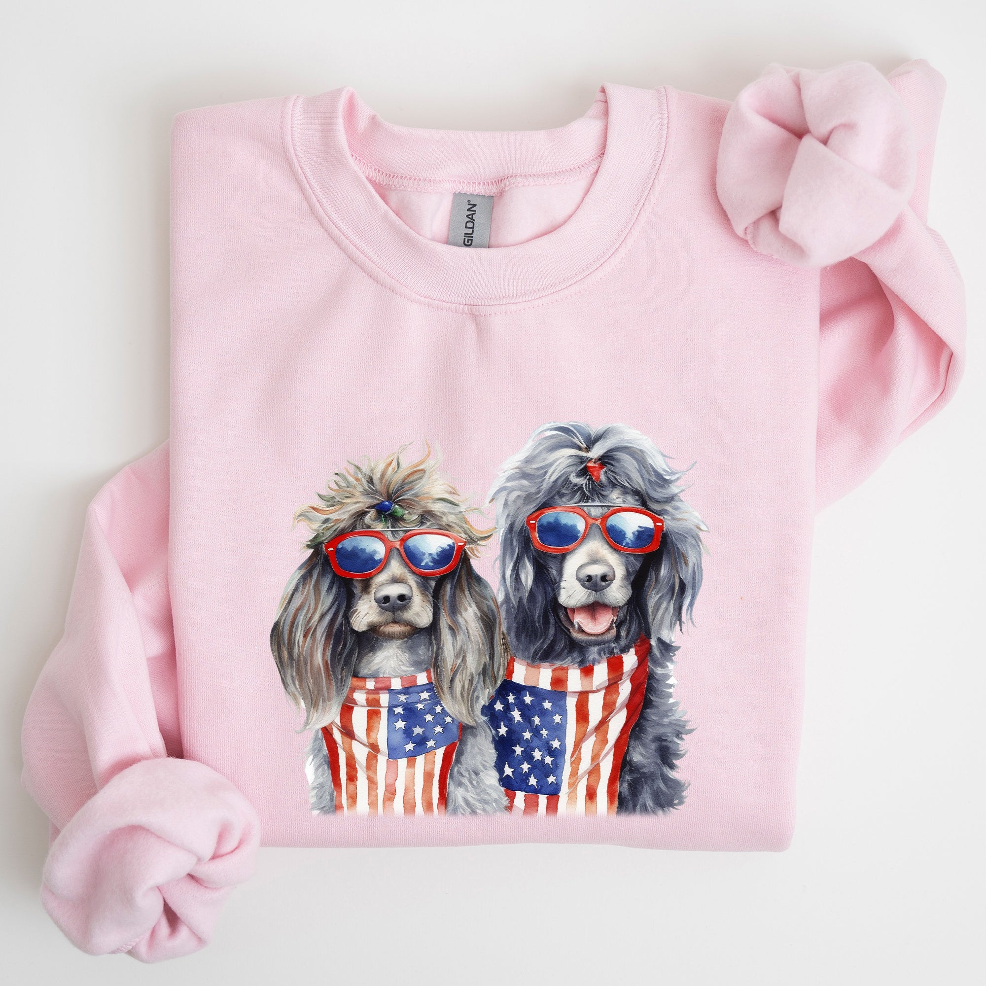Patriotic Dogs Hippie 4th of July United States Flag Design for Pet Lovers Sweatshirt