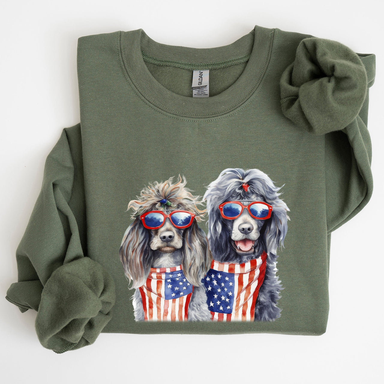 Patriotic Dogs Hippie 4th of July United States Flag Design for Pet Lovers Sweatshirt