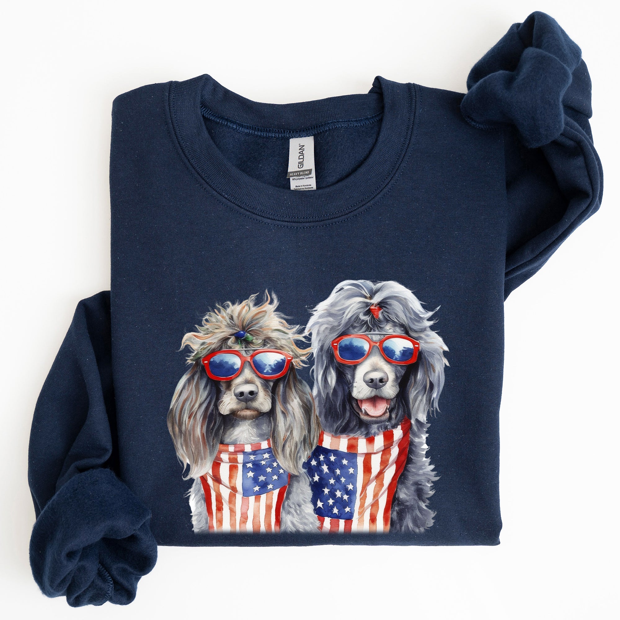 Patriotic Dogs Hippie 4th of July United States Flag Design for Pet Lovers Sweatshirt