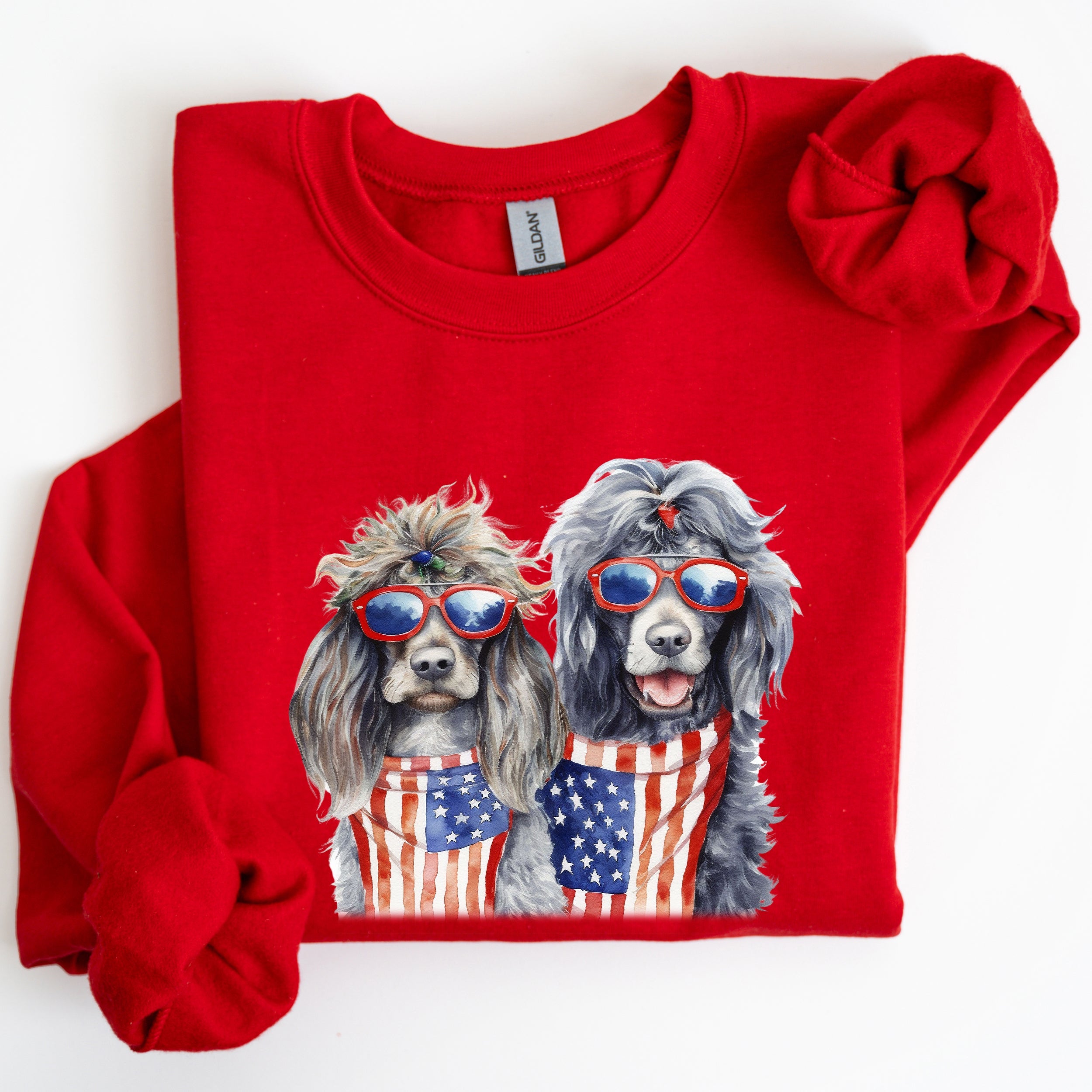 Patriotic Dogs Hippie 4th of July United States Flag Design for Pet Lovers Sweatshirt