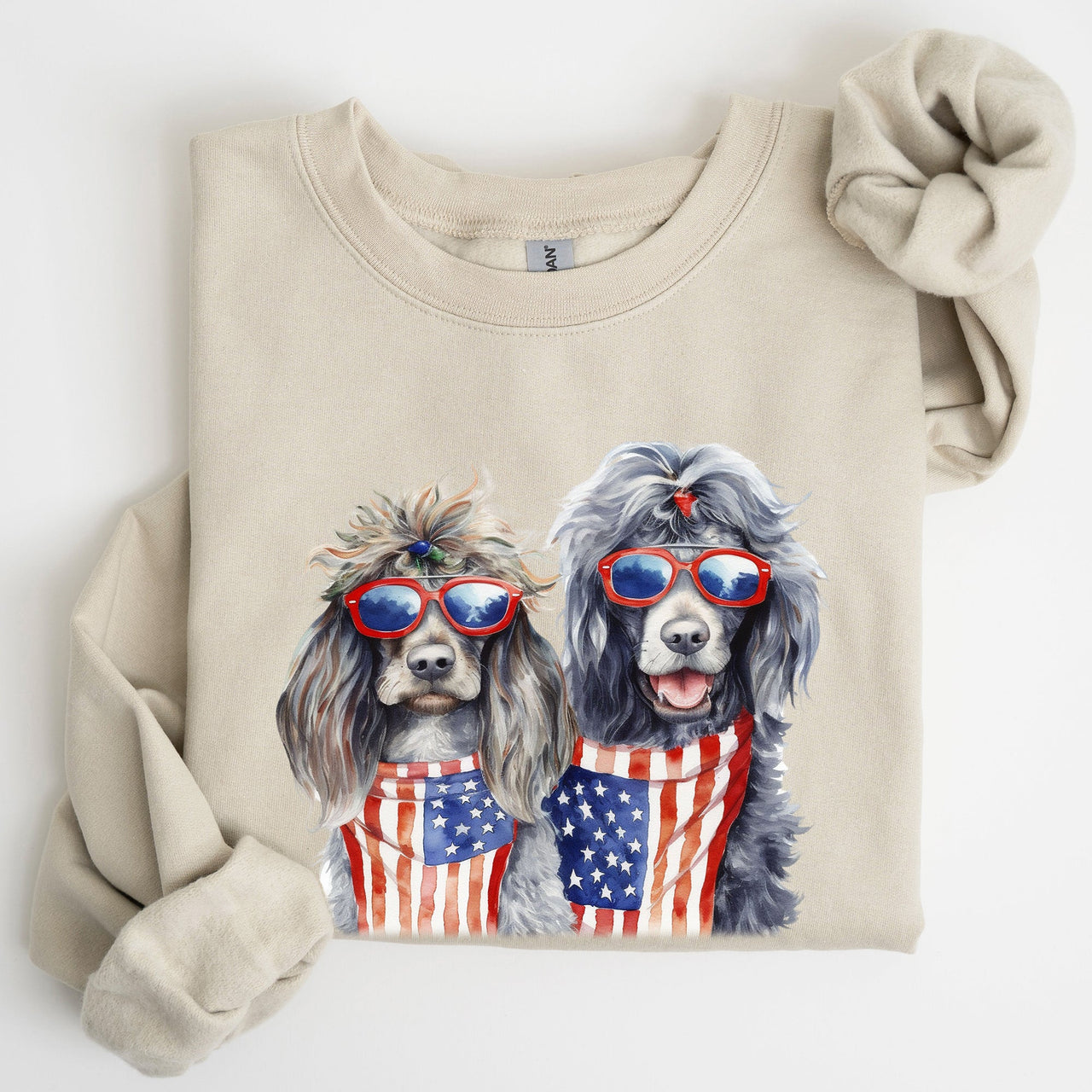 Patriotic Dogs Hippie 4th of July United States Flag Design for Pet Lovers Sweatshirt