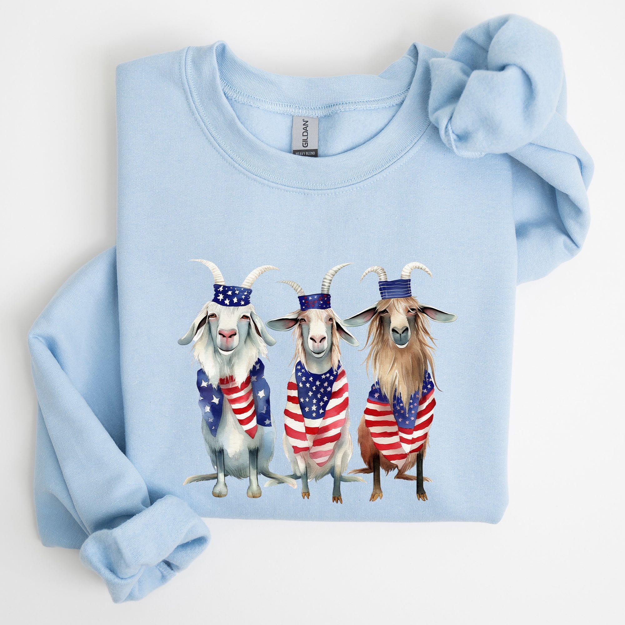 Patriotic Goats Hippie 4th Of July Americana Humor Design For Festive Everyday Wear Sweatshirt