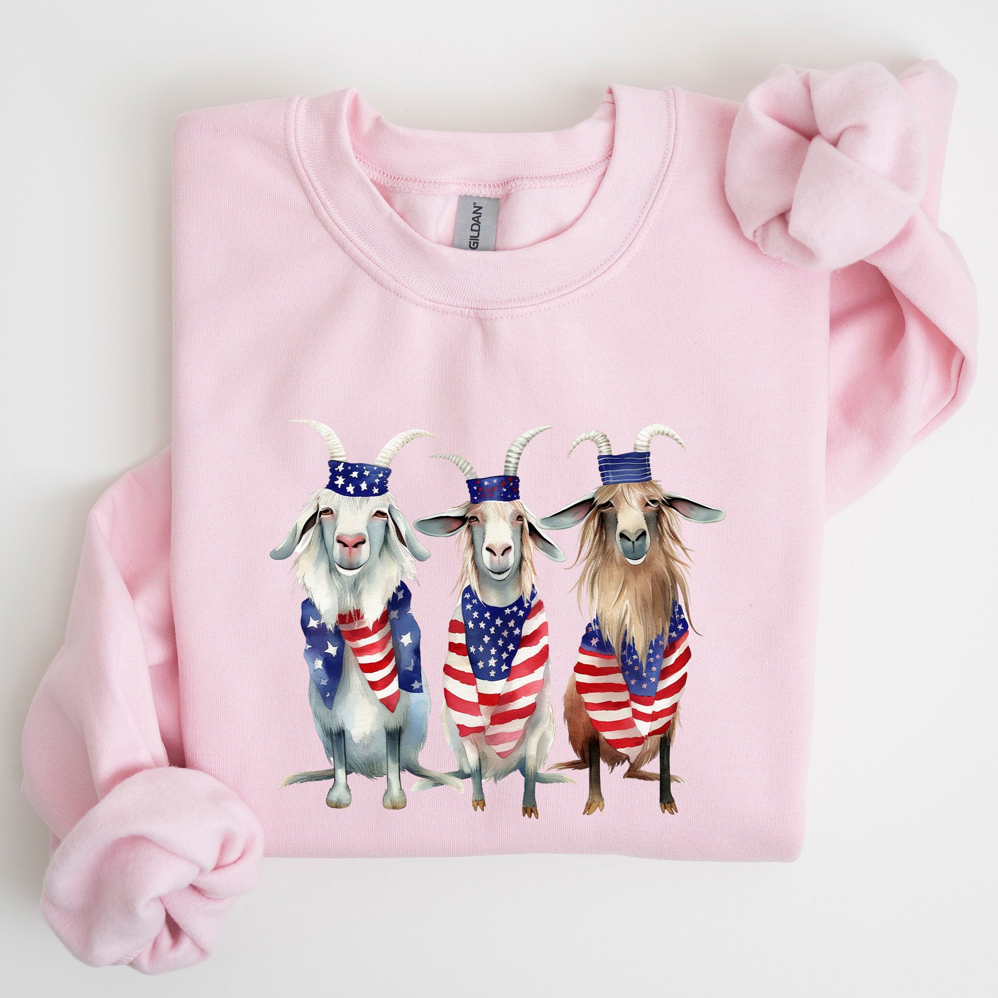Patriotic Goats Hippie 4th Of July Americana Humor Design For Festive Everyday Wear Sweatshirt