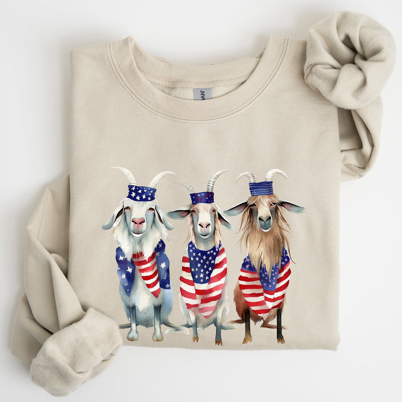 Patriotic Goats Hippie 4th Of July Americana Humor Design For Festive Everyday Wear Sweatshirt