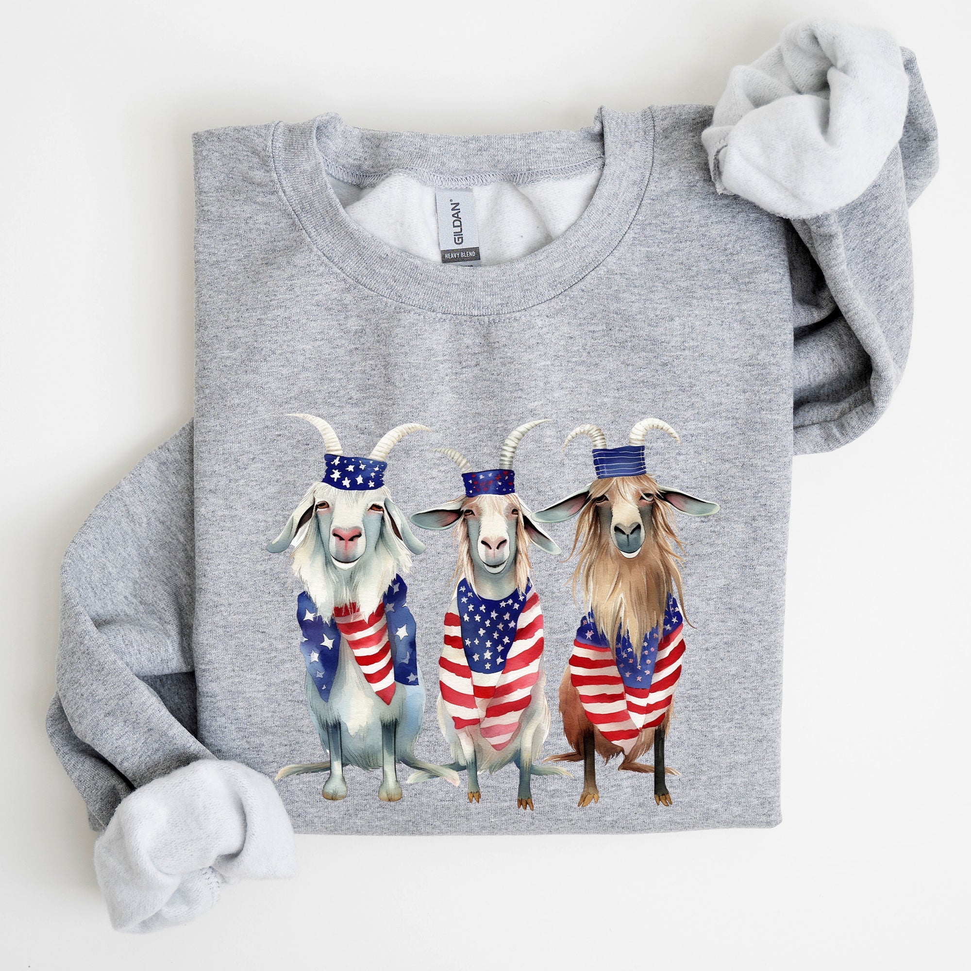 Patriotic Goats Hippie 4th Of July Americana Humor Design For Festive Everyday Wear Sweatshirt