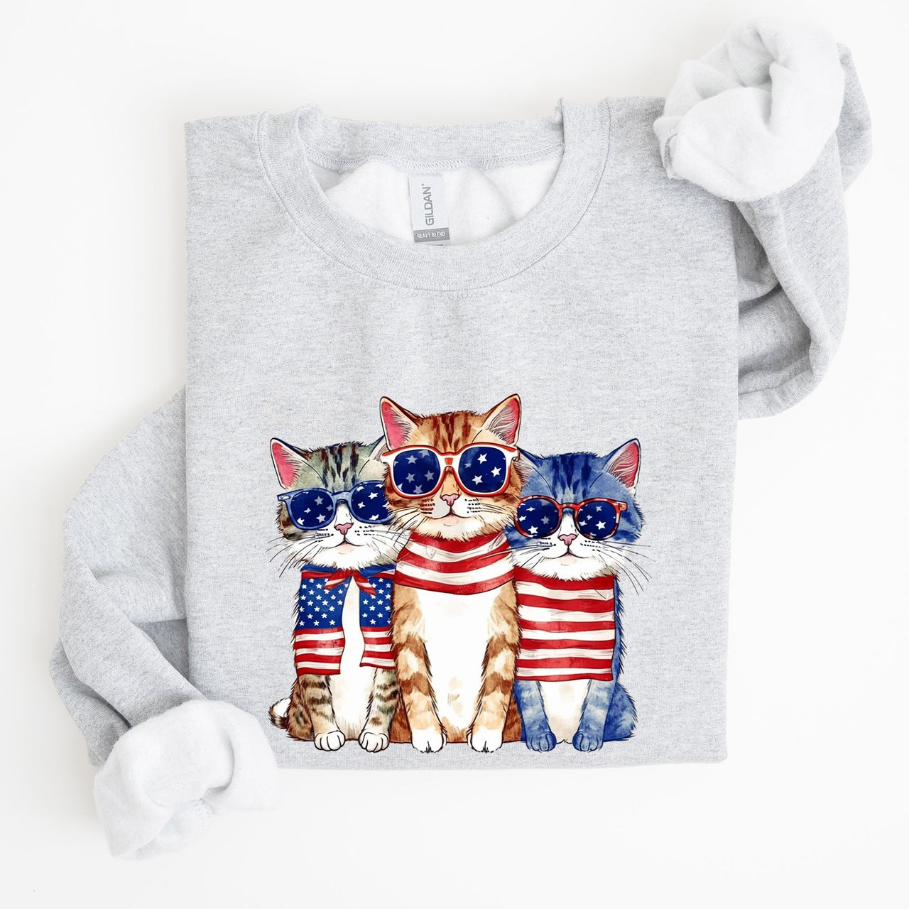 Patriotic Hippie Cats Fourth Of July Graphic For Freedom Lovers And Independence Day Fans Sweatshirt