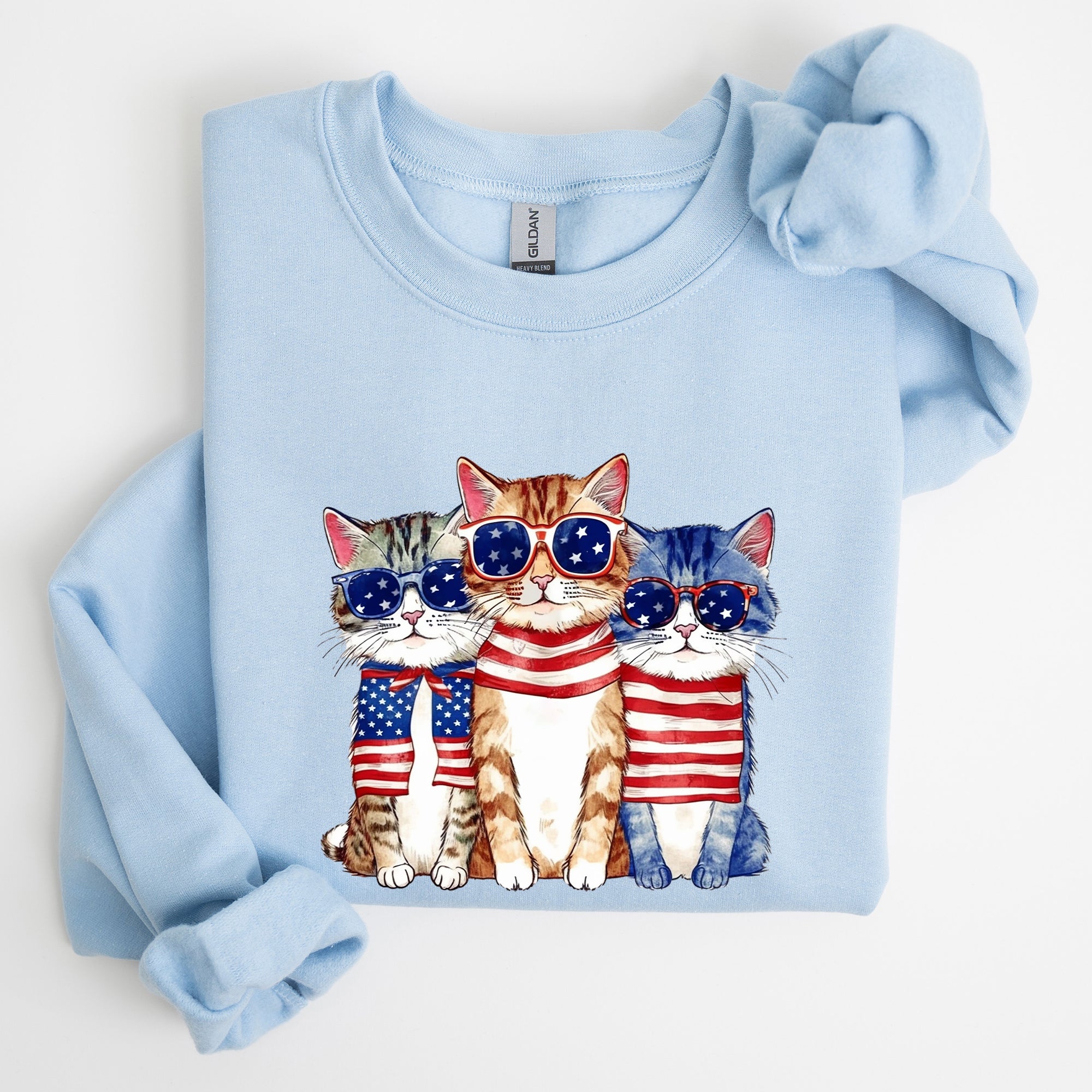 Patriotic Hippie Cats Fourth Of July Graphic For Freedom Lovers And Independence Day Fans Sweatshirt