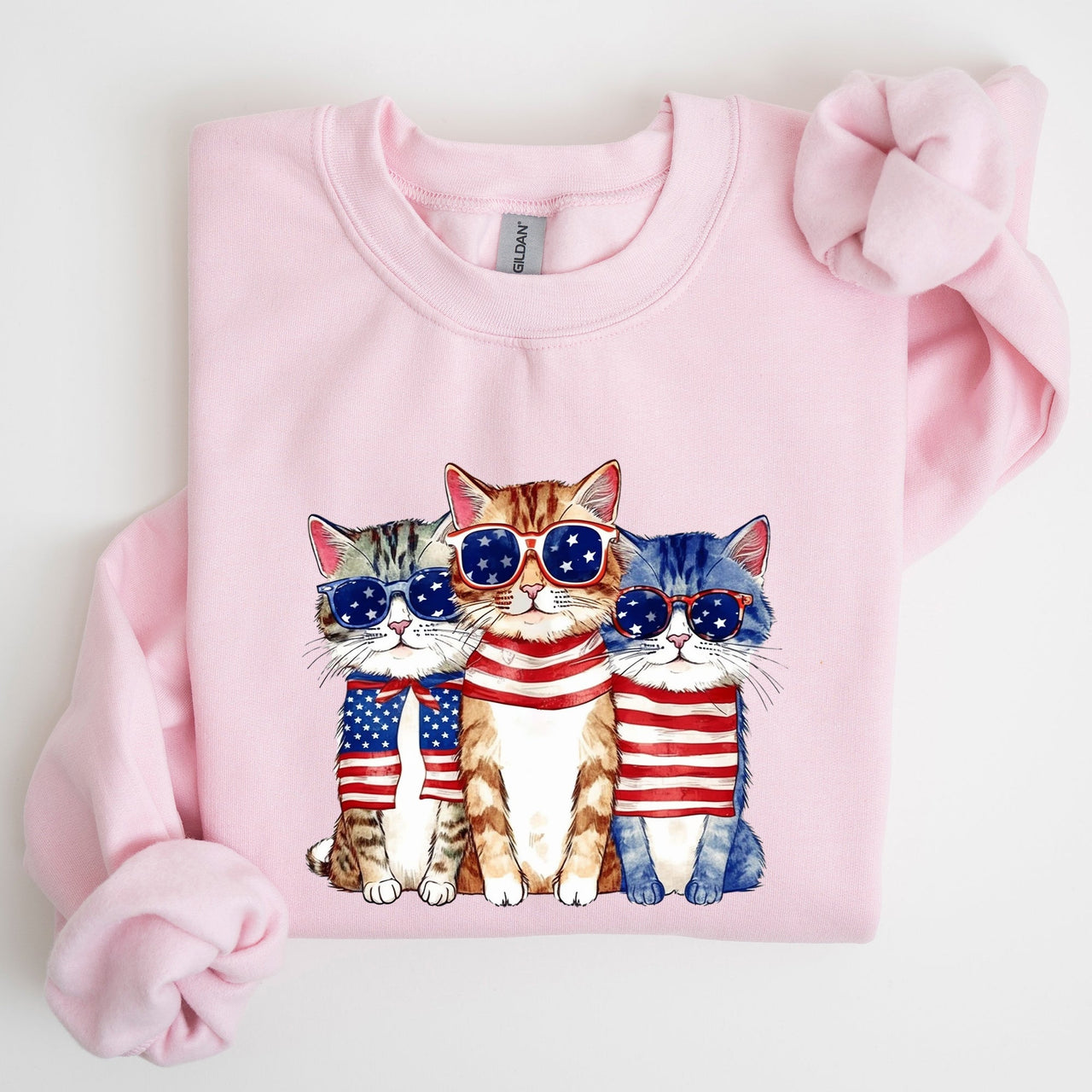 Patriotic Hippie Cats Fourth Of July Graphic For Freedom Lovers And Independence Day Fans Sweatshirt