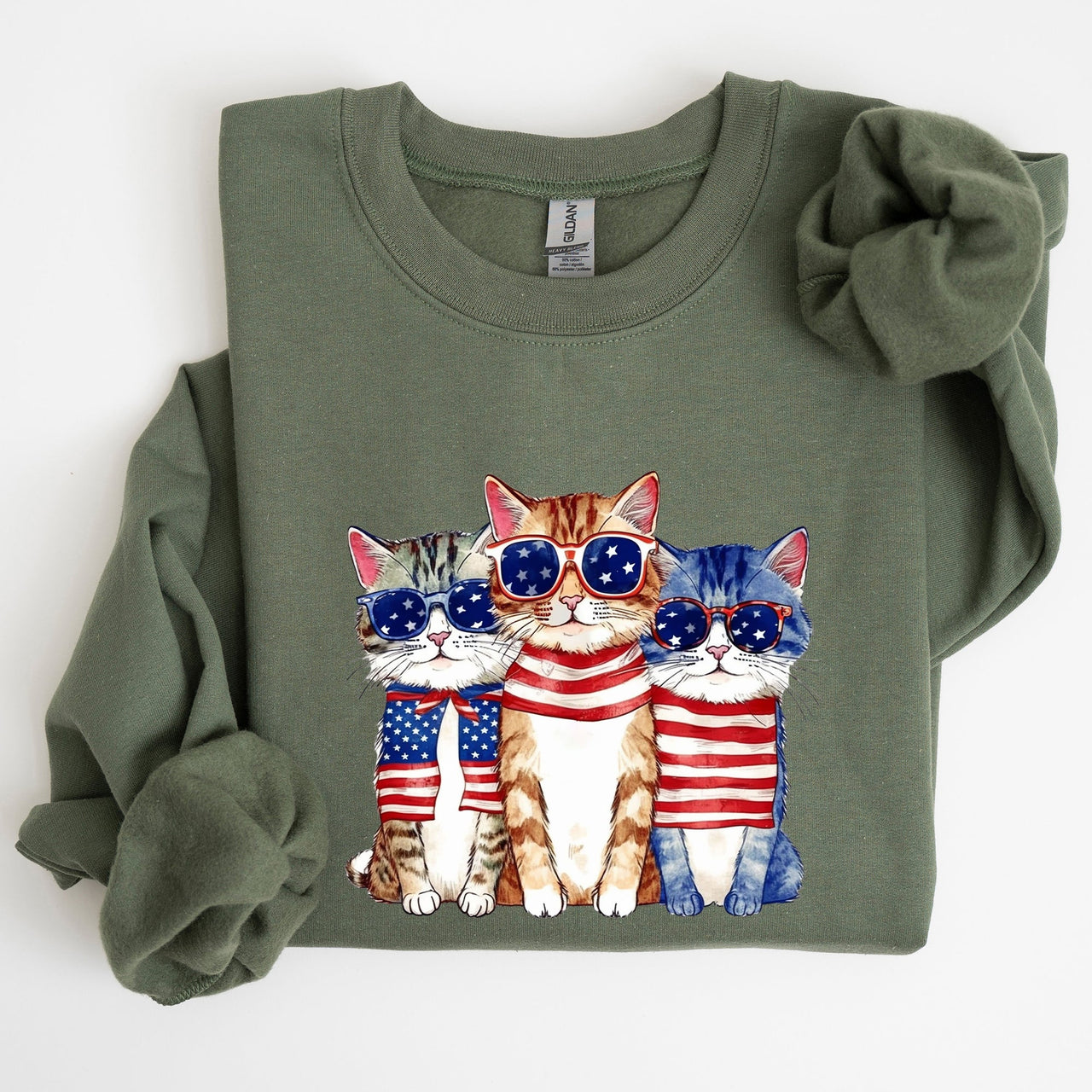 Patriotic Hippie Cats Fourth Of July Graphic For Freedom Lovers And Independence Day Fans Sweatshirt