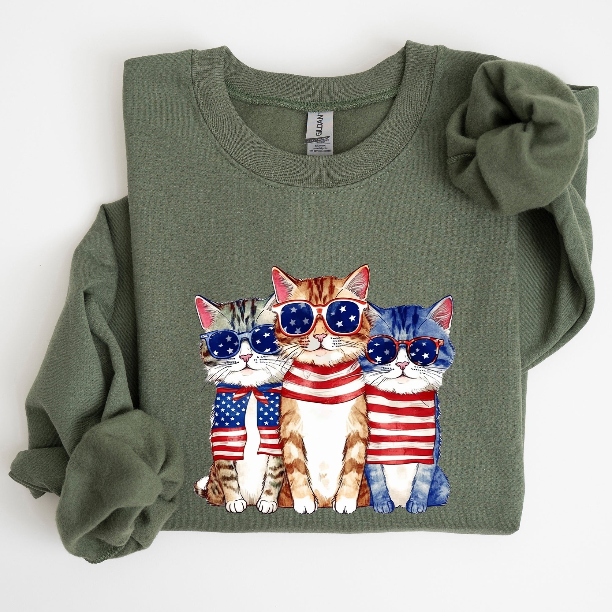 Patriotic Hippie Cats Fourth Of July Graphic For Freedom Lovers And Independence Day Fans Sweatshirt