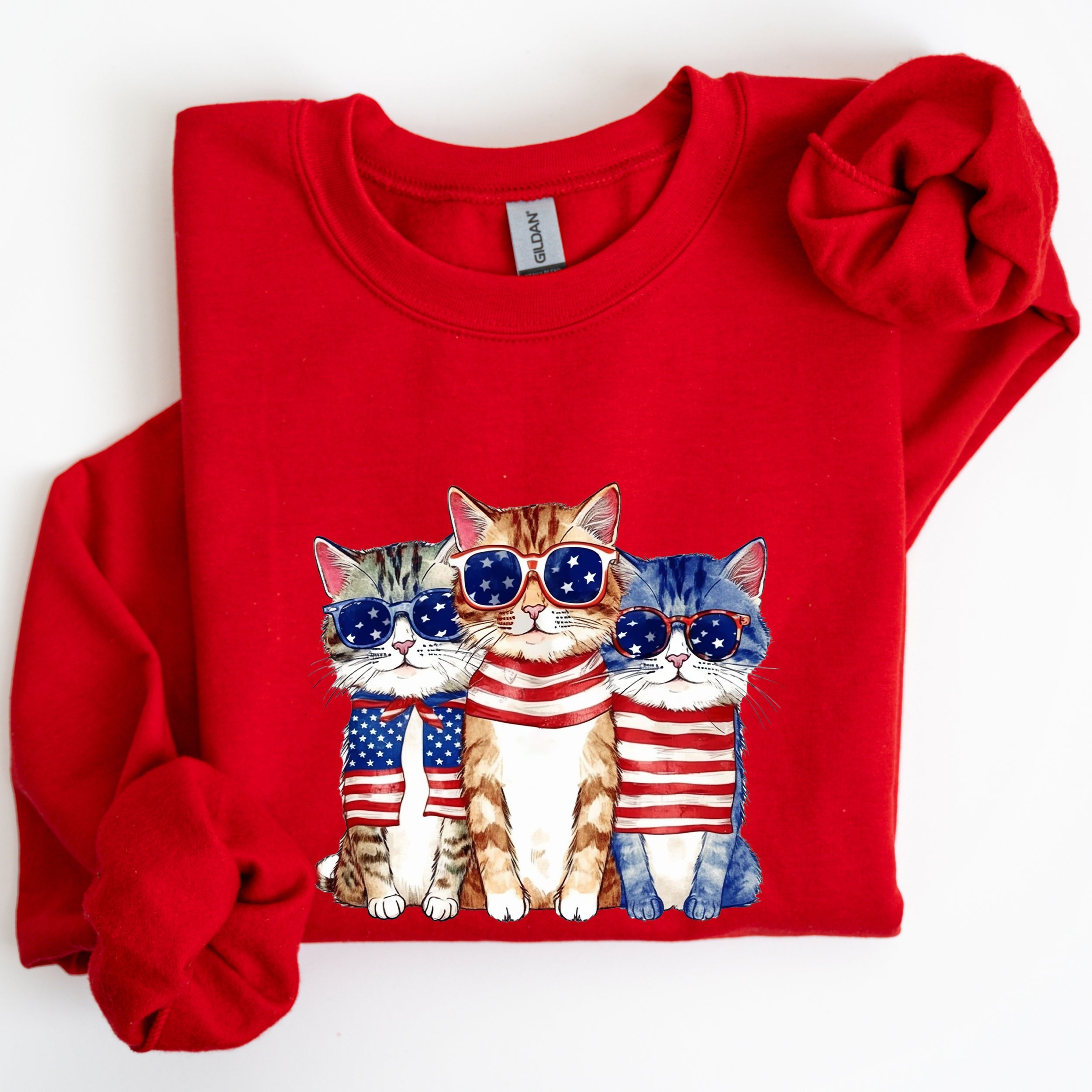 Patriotic Hippie Cats Fourth Of July Graphic For Freedom Lovers And Independence Day Fans Sweatshirt