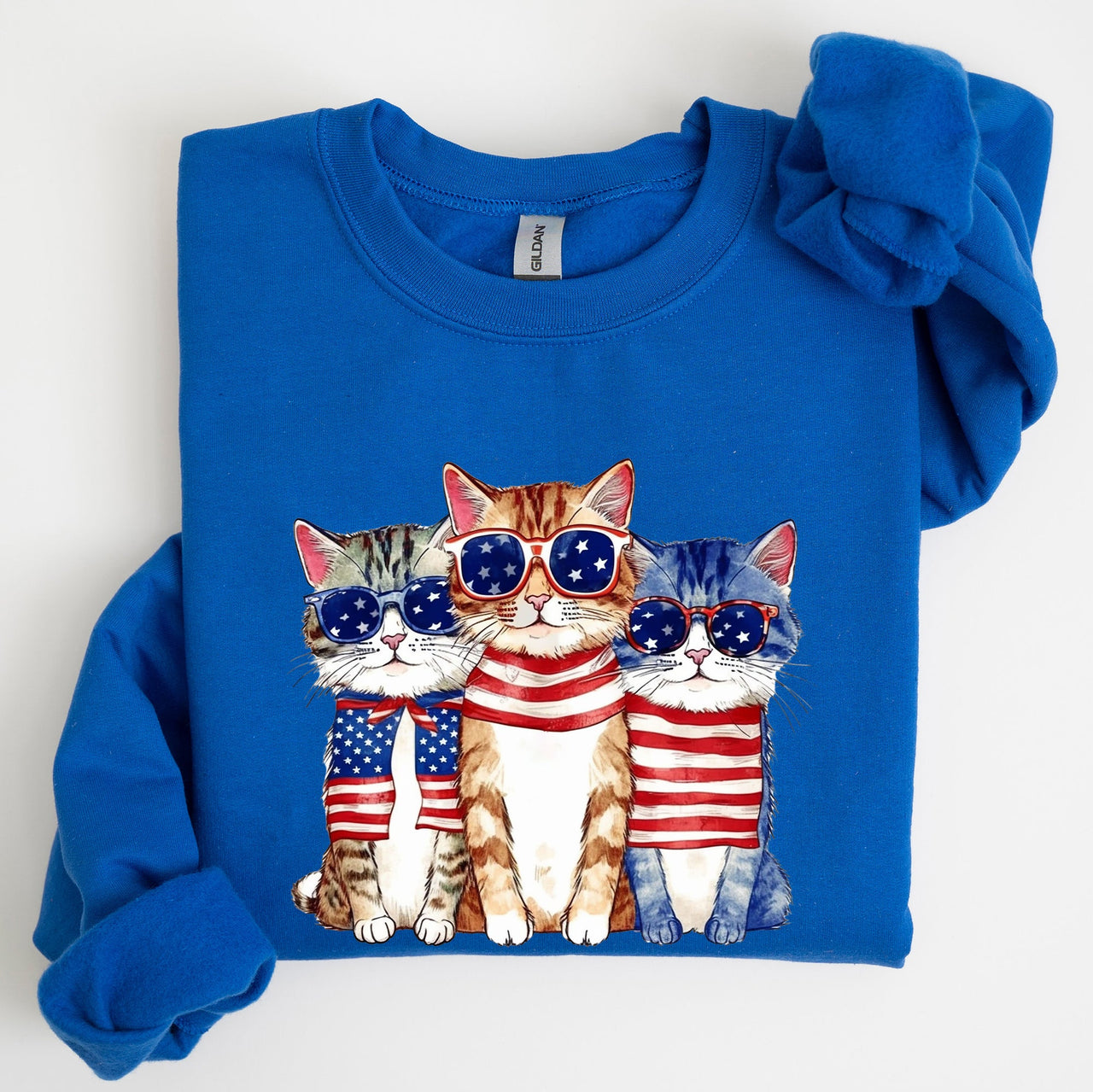 Patriotic Hippie Cats Fourth Of July Graphic For Freedom Lovers And Independence Day Fans Sweatshirt