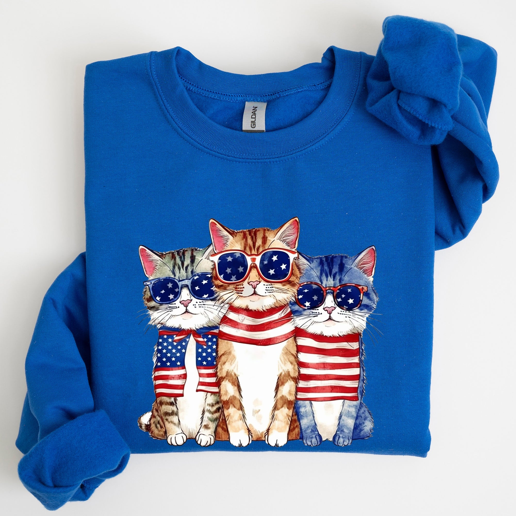 Patriotic Hippie Cats Fourth Of July Graphic For Freedom Lovers And Independence Day Fans Sweatshirt