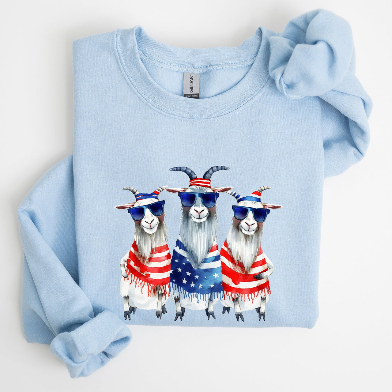 Patriotic Hippie Goats 4th Of July Celebration Edition Hand Drawn Graphic Sweatshirt