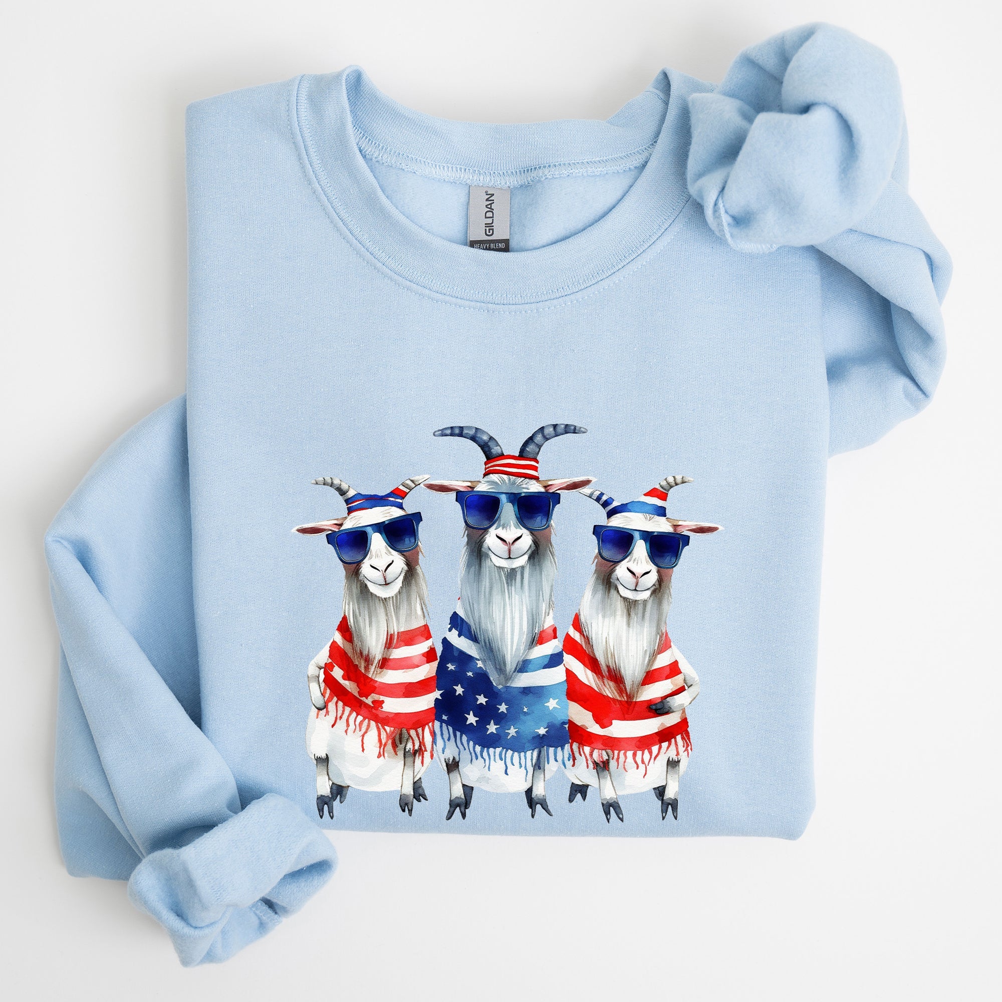 Patriotic Hippie Goats 4th Of July Celebration Edition Hand Drawn Graphic Sweatshirt
