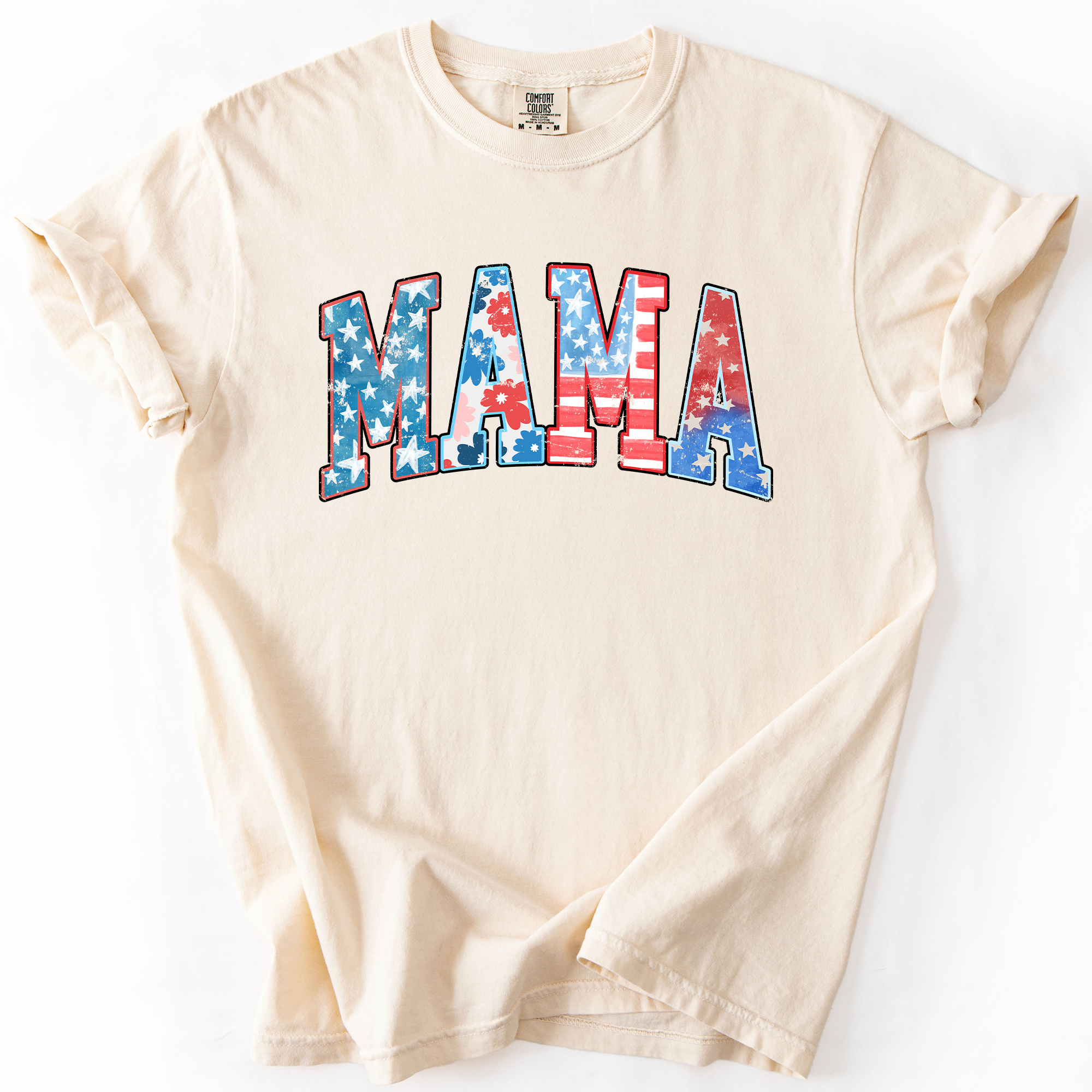 Patriotic Mama Fourth Of July America Pride Celebration For Lovers Of Country And Freedom Comfort Colors Tee