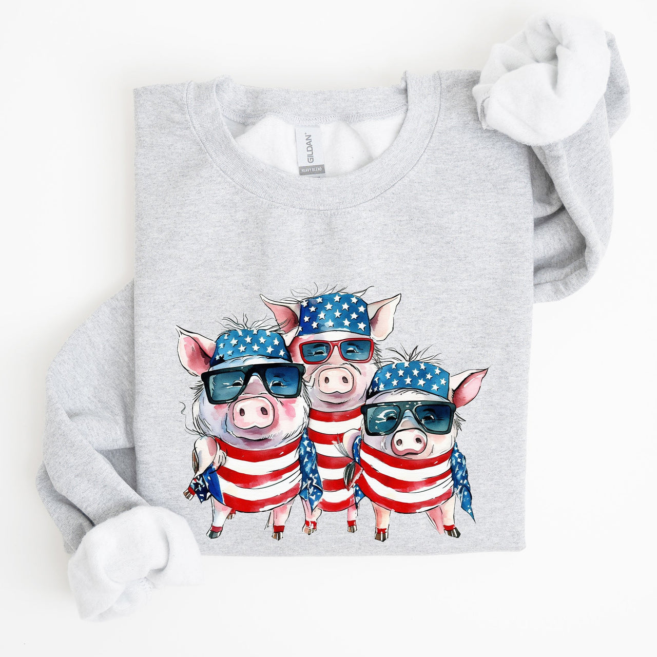 Patriotic Pigs Hippie Funny 4th Of July Celebration Graphic Punk Rock Vibe Sweatshirt