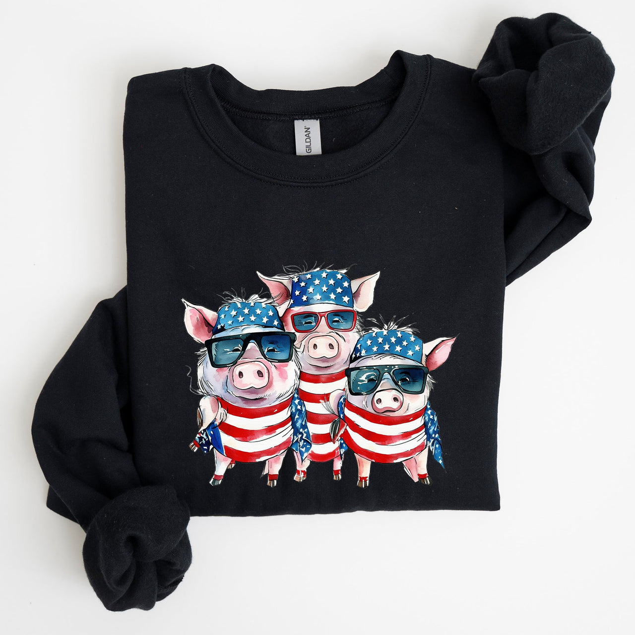 Patriotic Pigs Hippie Funny 4th Of July Celebration Graphic Punk Rock Vibe Sweatshirt