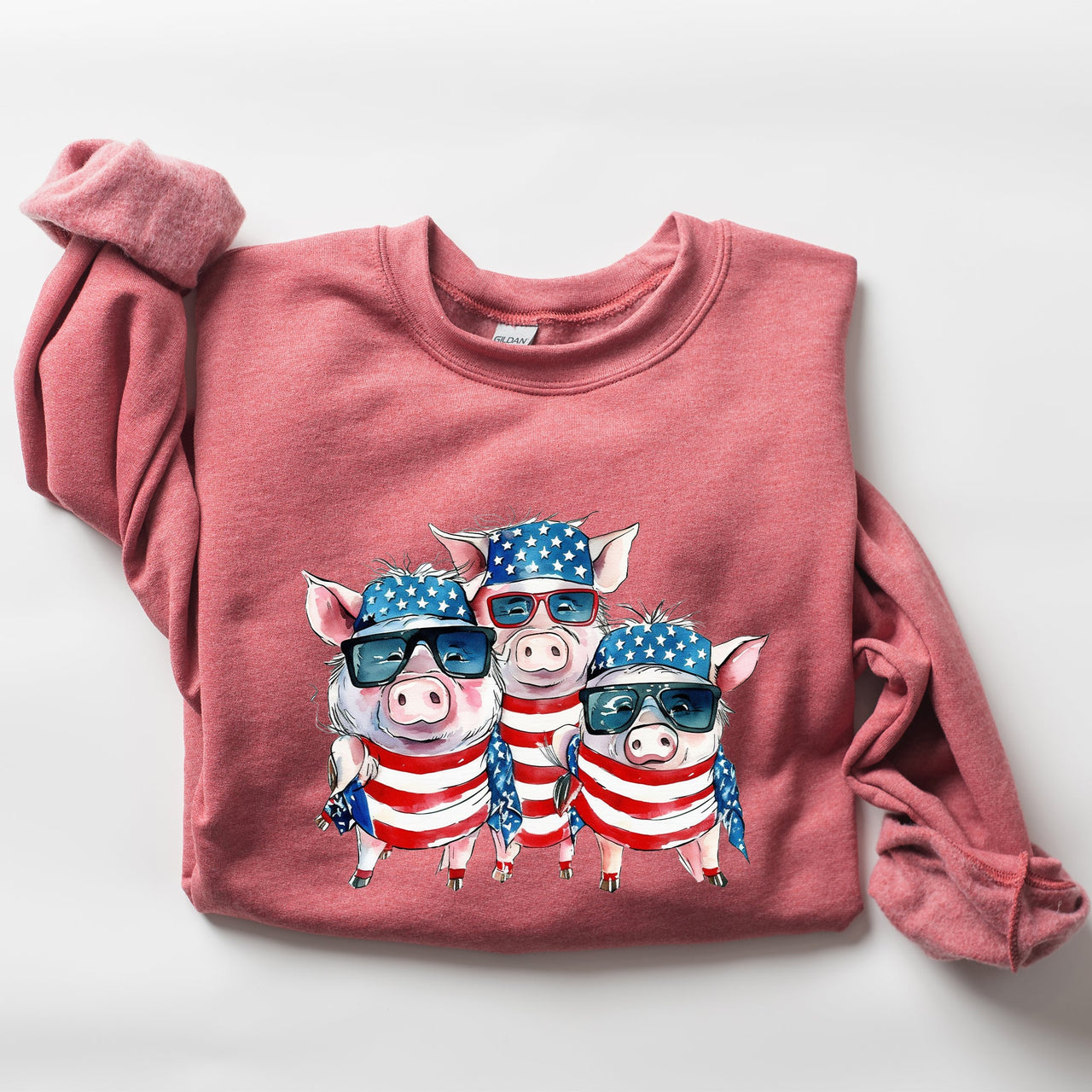 Patriotic Pigs Hippie Funny 4th Of July Celebration Graphic Punk Rock Vibe Sweatshirt
