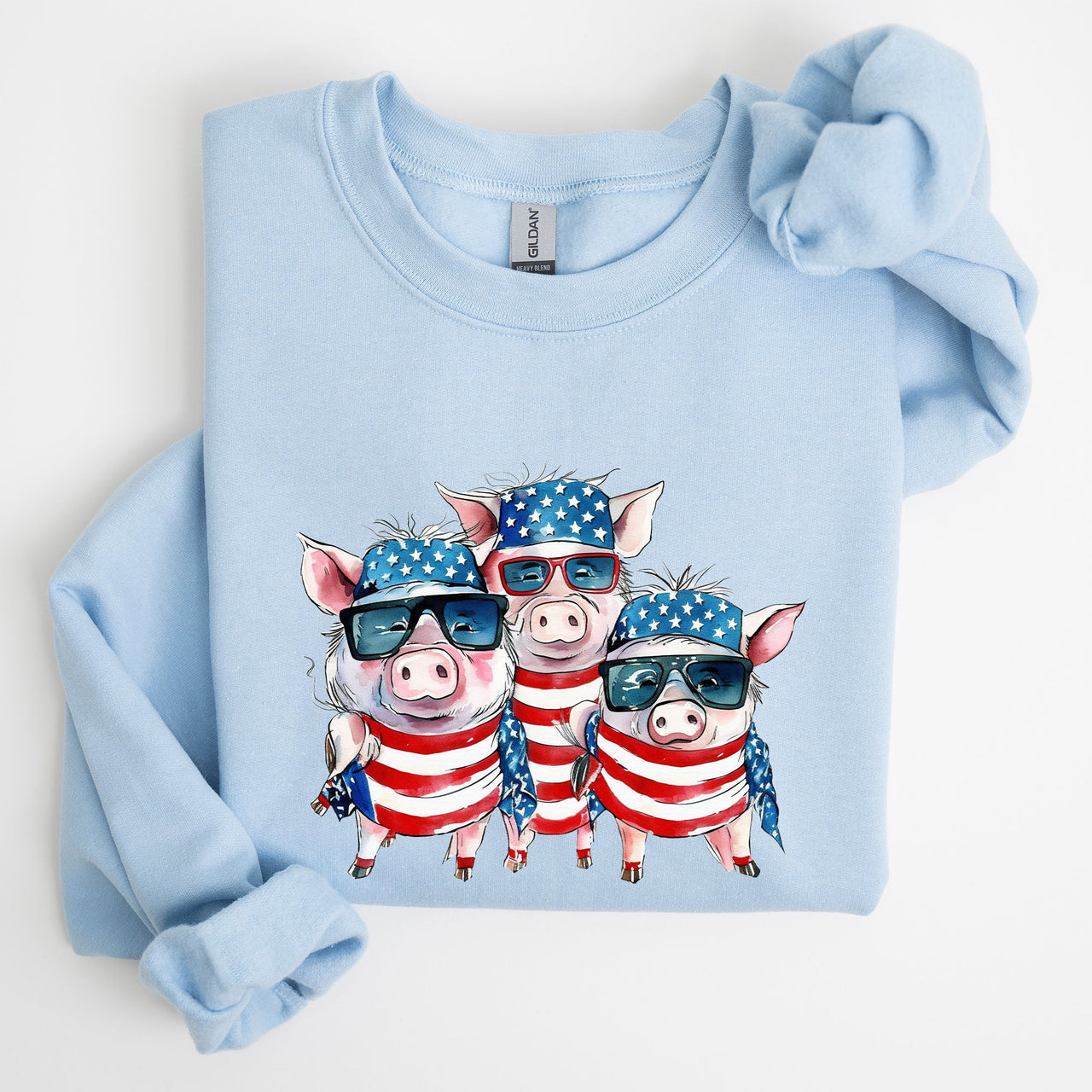 Patriotic Pigs Hippie Funny 4th Of July Celebration Graphic Punk Rock Vibe Sweatshirt