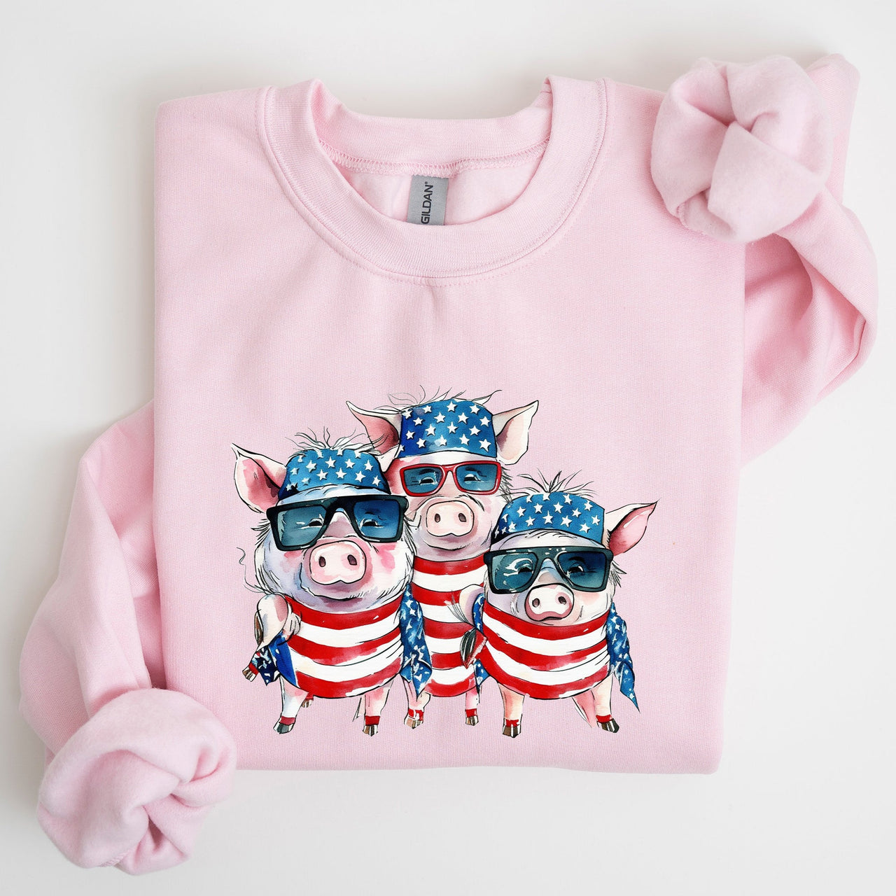 Patriotic Pigs Hippie Funny 4th Of July Celebration Graphic Punk Rock Vibe Sweatshirt