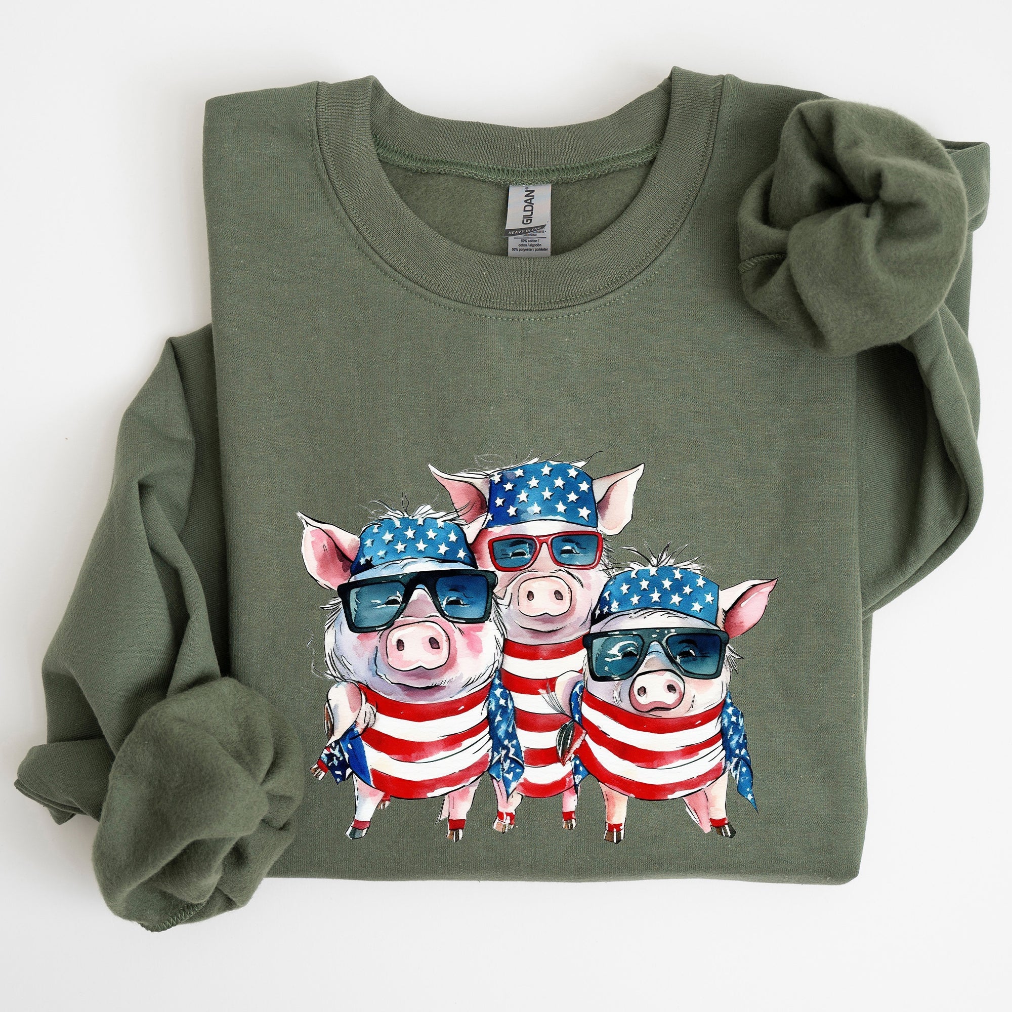 Patriotic Pigs Hippie Funny 4th Of July Celebration Graphic Punk Rock Vibe Sweatshirt