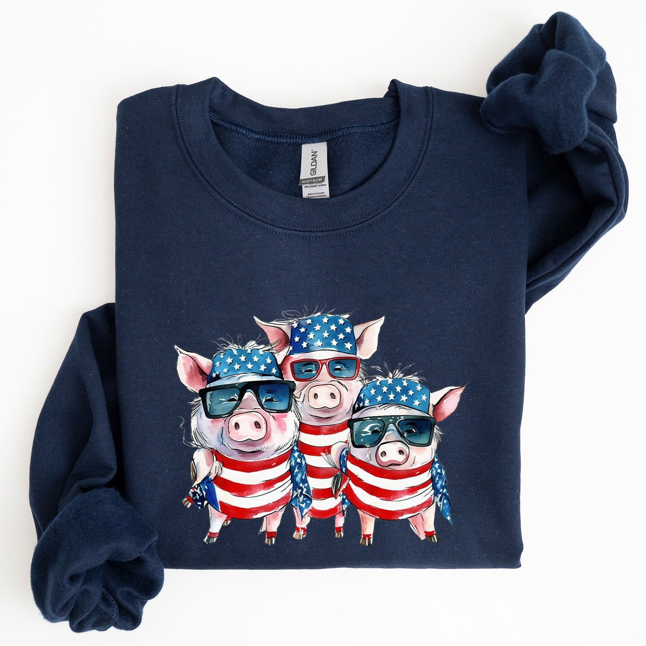 Patriotic Pigs Hippie Funny 4th Of July Celebration Graphic Punk Rock Vibe Sweatshirt