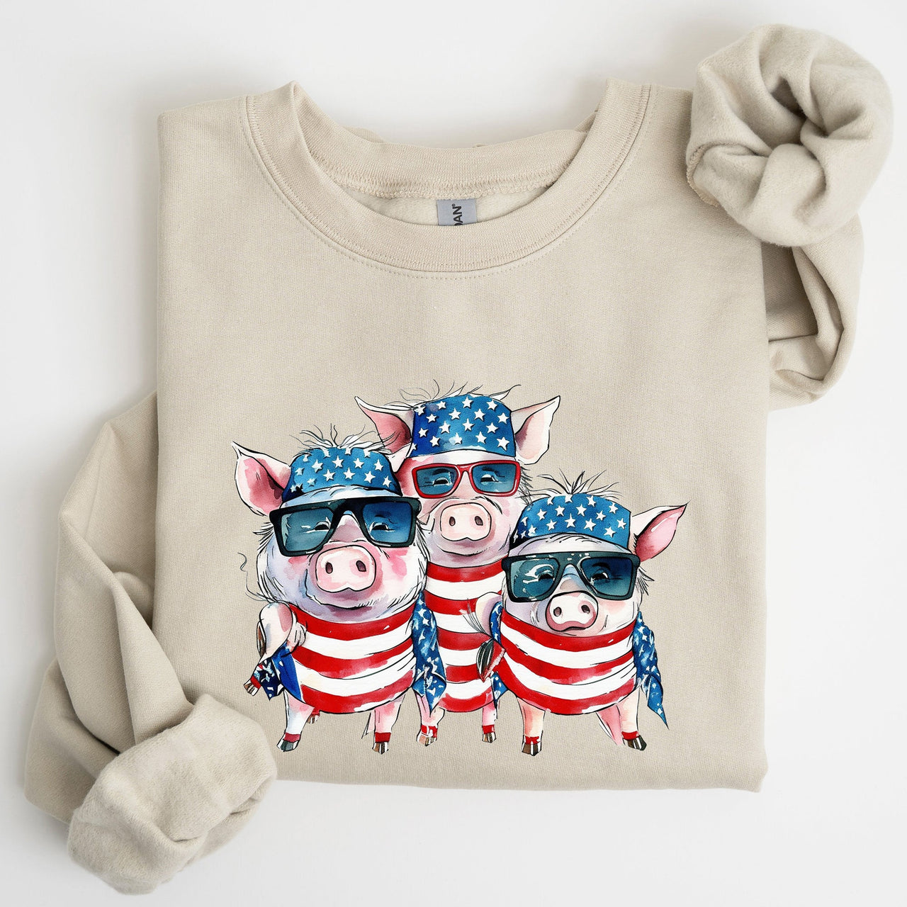 Patriotic Pigs Hippie Funny 4th Of July Celebration Graphic Punk Rock Vibe Sweatshirt